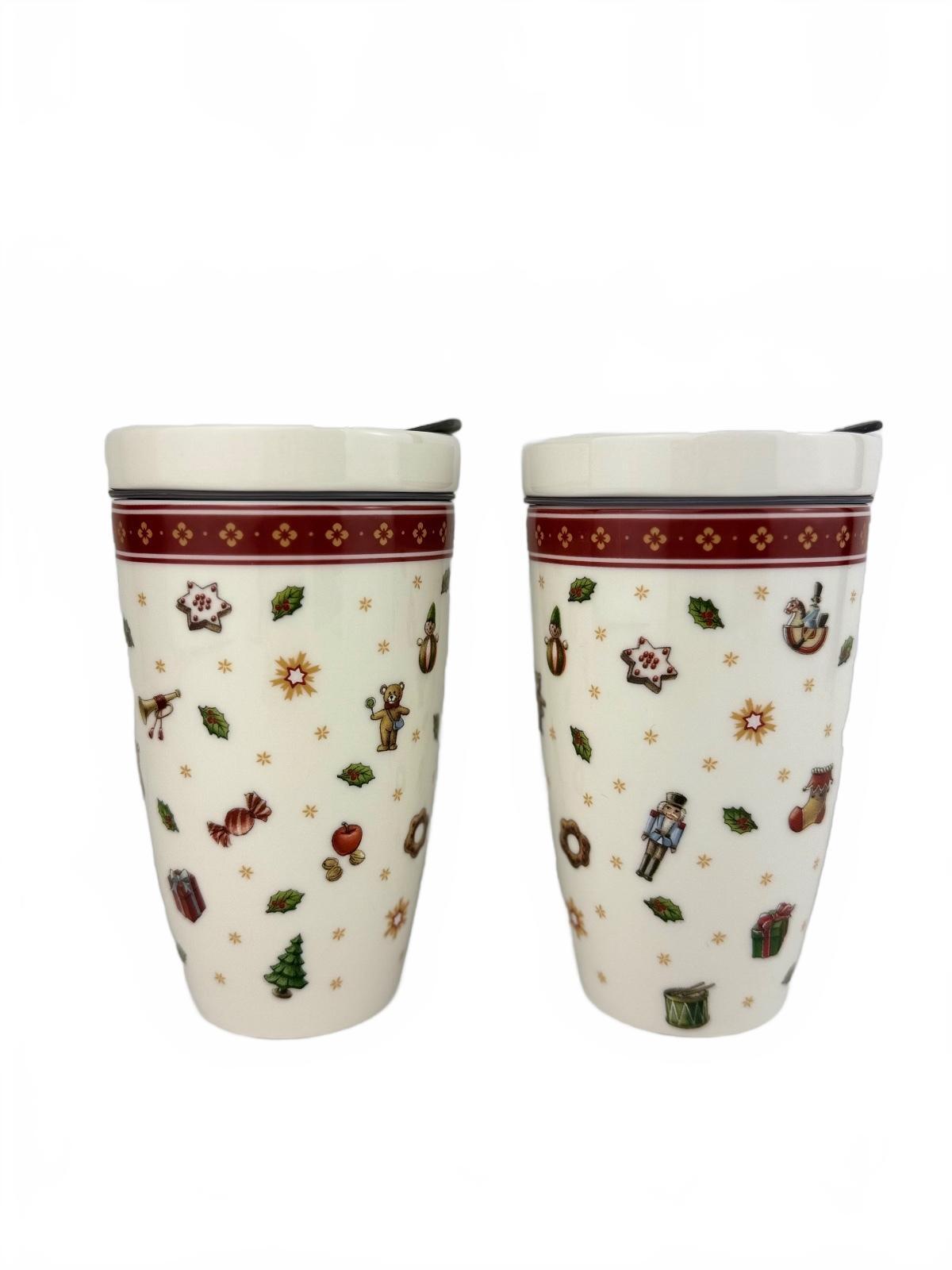 Villeroy & Boch Christmas Coffee To Go Mugs Set of 2 New Holiday Porcelain NEW