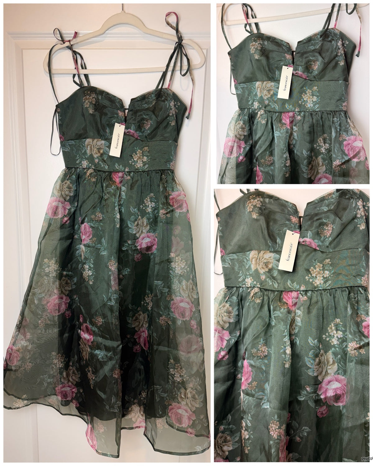 Francesca’s Katy Floral Tulle Midi Dress Size S NWT