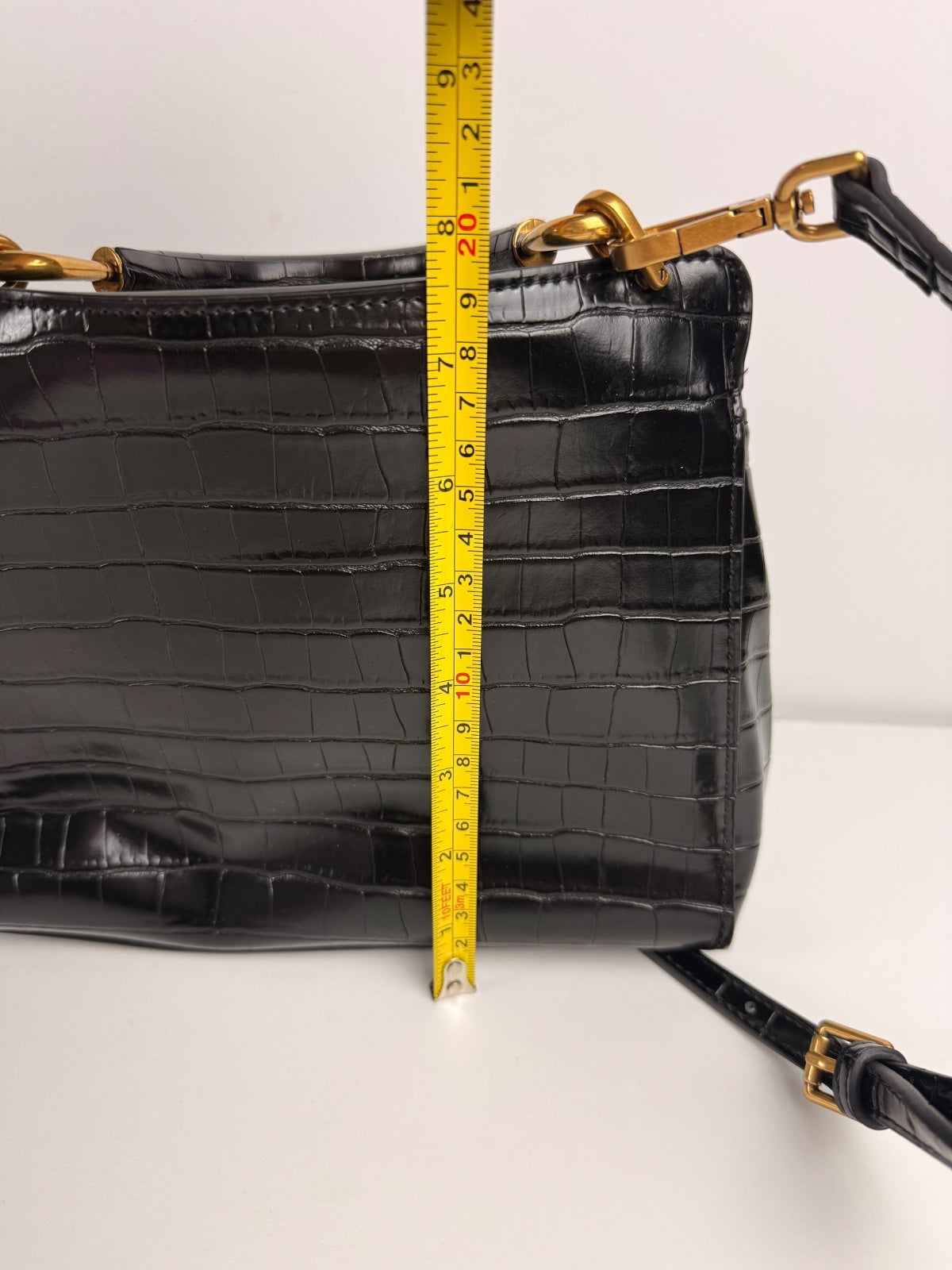 JW PEI Lucia Classic Top Handbag in Black Croc