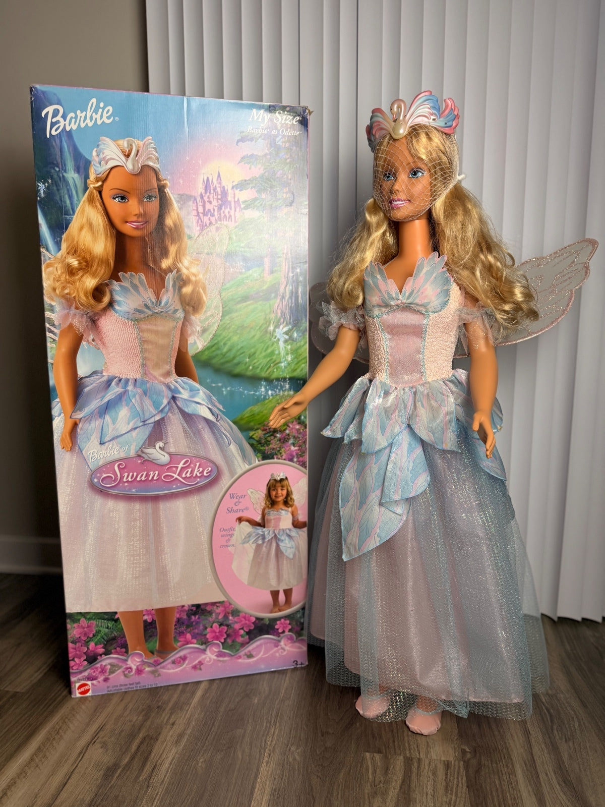 Rare Barbie Mattel My Size Swan Lake Odette 36” Giant Doll w/ Original Box PRE-OWNED