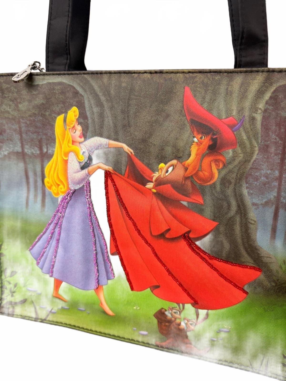 Rare Disney Sleeping Beauty Aurora Sequin Beaded Tote Shoulder Bag HTF