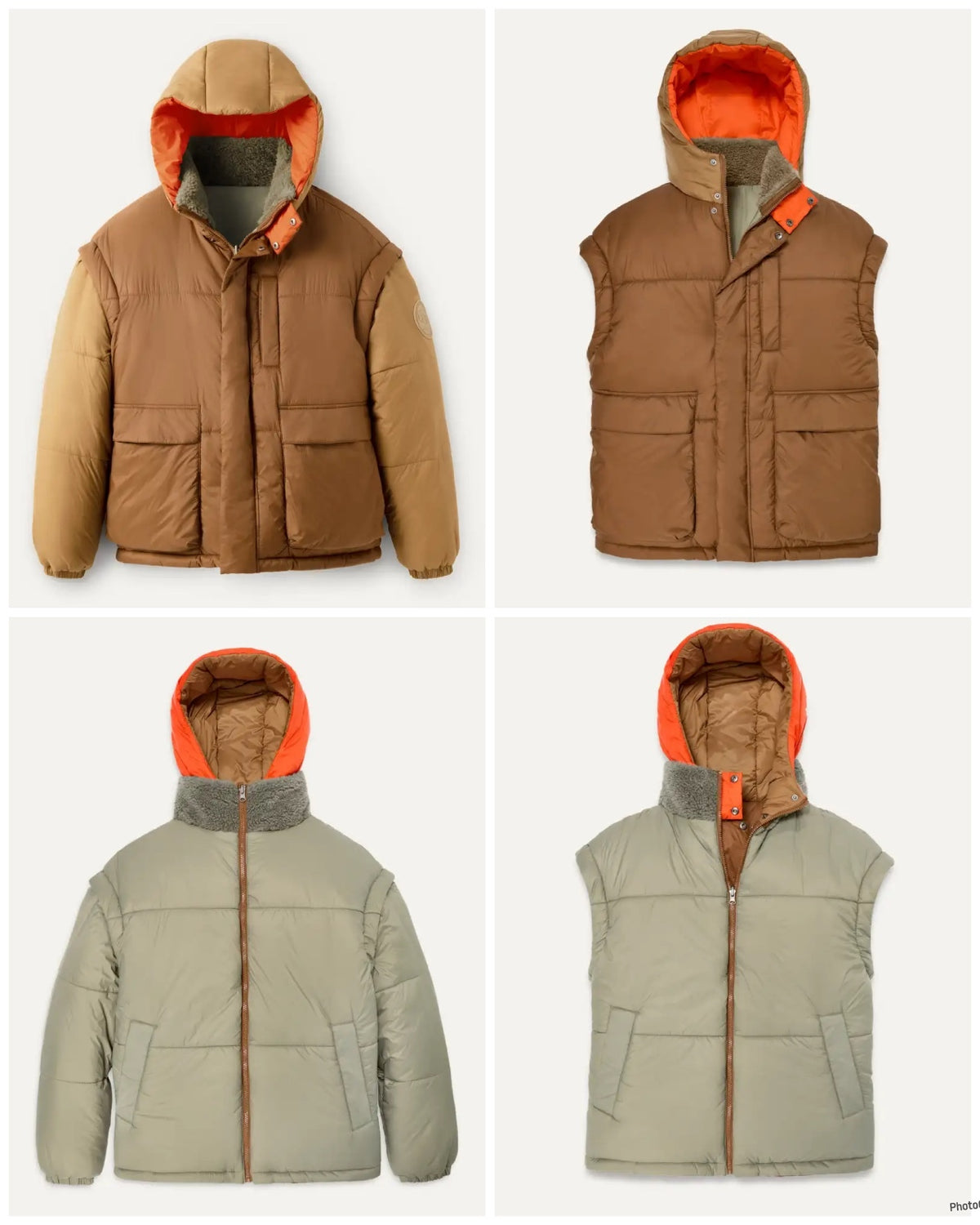 UGG Kristian Unisex 4-Way Reversible Puffer Jacket Vest S/M Moss Green Pecan PRE-OWNED