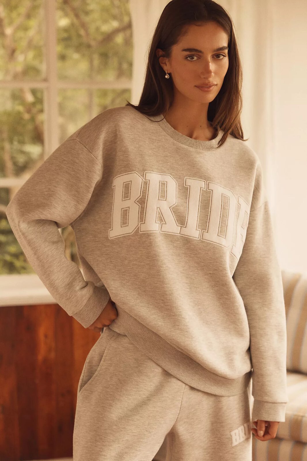 By Anthropologie Weddings BRIDE Sweatshirt (LIKE NEW) & Sweatpants (NEW) Set Bridal Lounge M