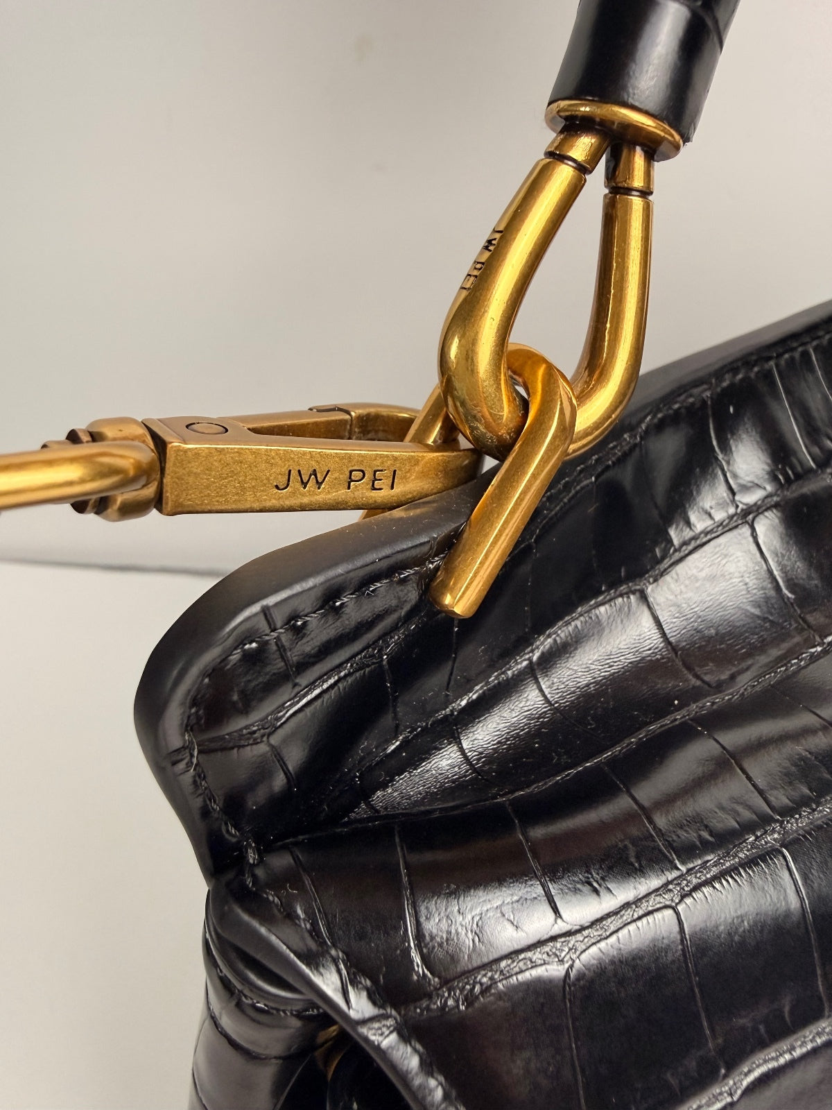 JW PEI Lucia Classic Top Handbag in Black Croc