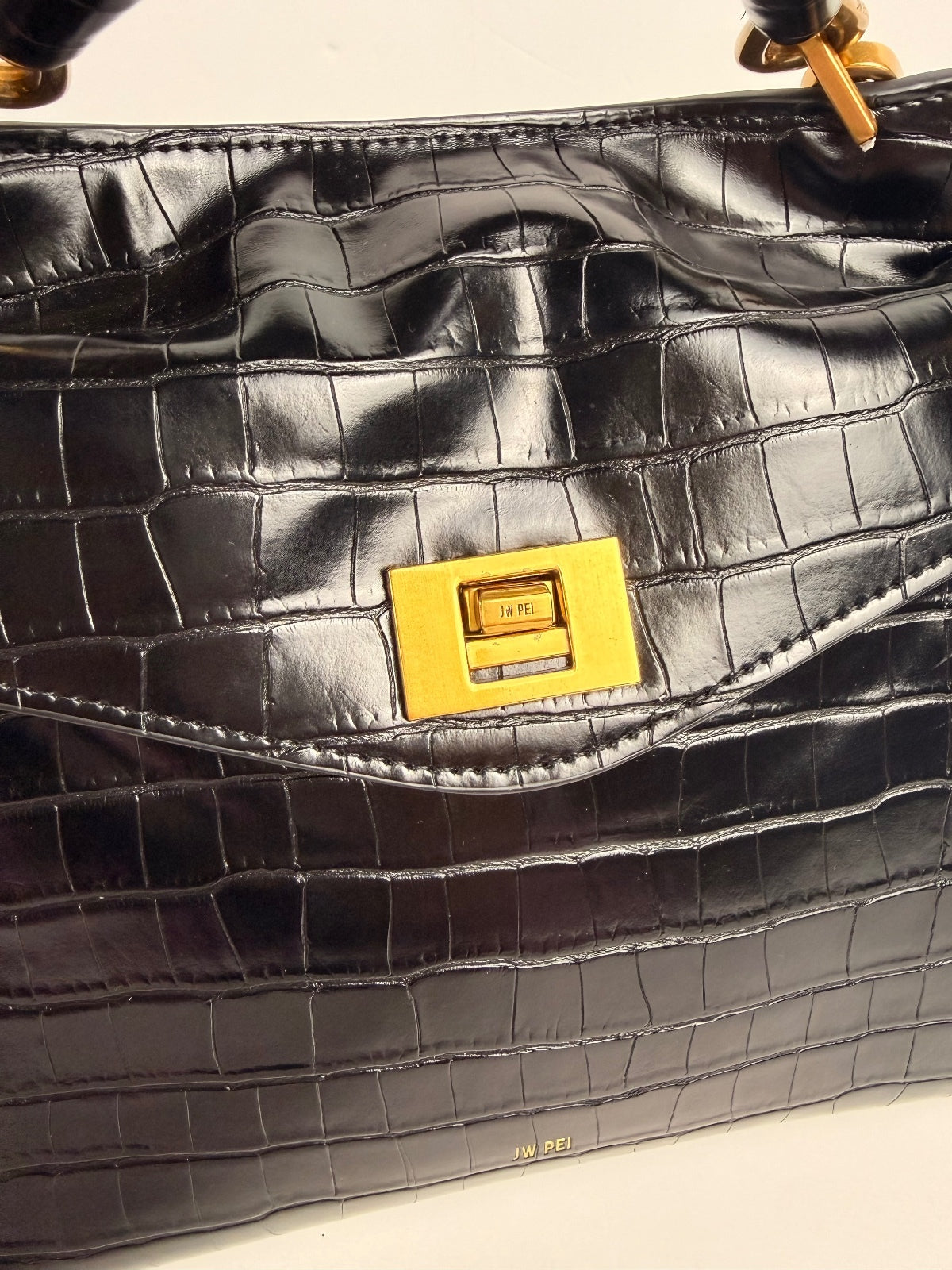 JW PEI Lucia Classic Top Handbag in Black Croc