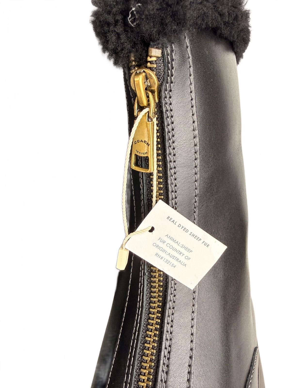 COACH Leah Genuine Shearling Trim Platform Zip Bootie Size 8.5 NEW | NO BOX
