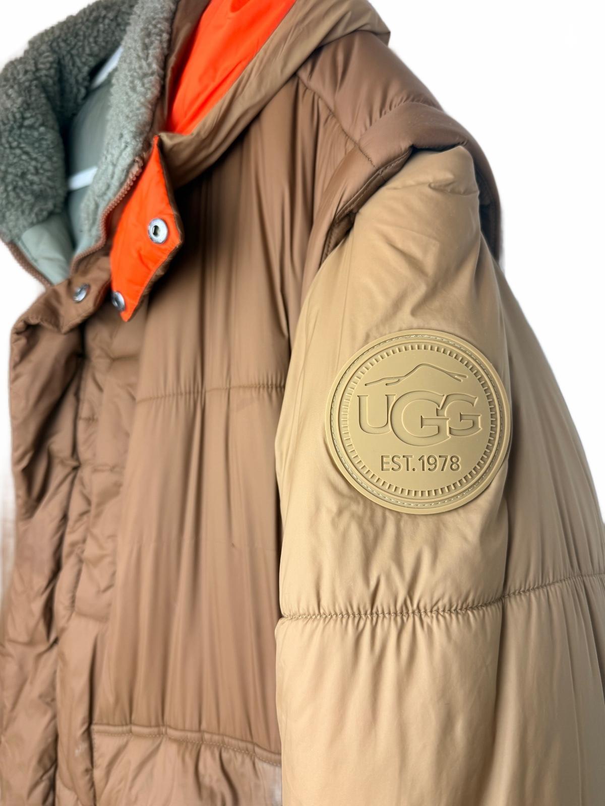 UGG Kristian Unisex 4-Way Reversible Puffer Jacket Vest S/M Moss Green Pecan PRE-OWNED