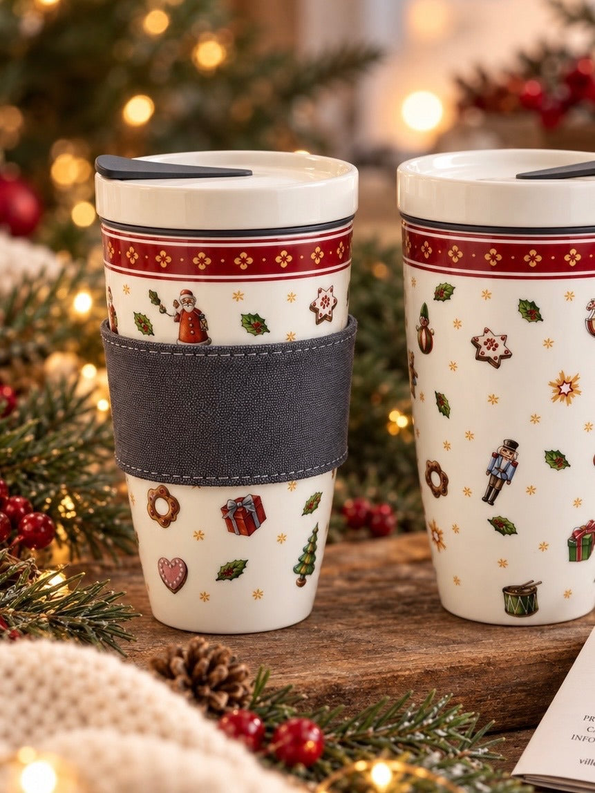 Villeroy & Boch Christmas Coffee To Go Mugs Set of 2 New Holiday Porcelain NEW