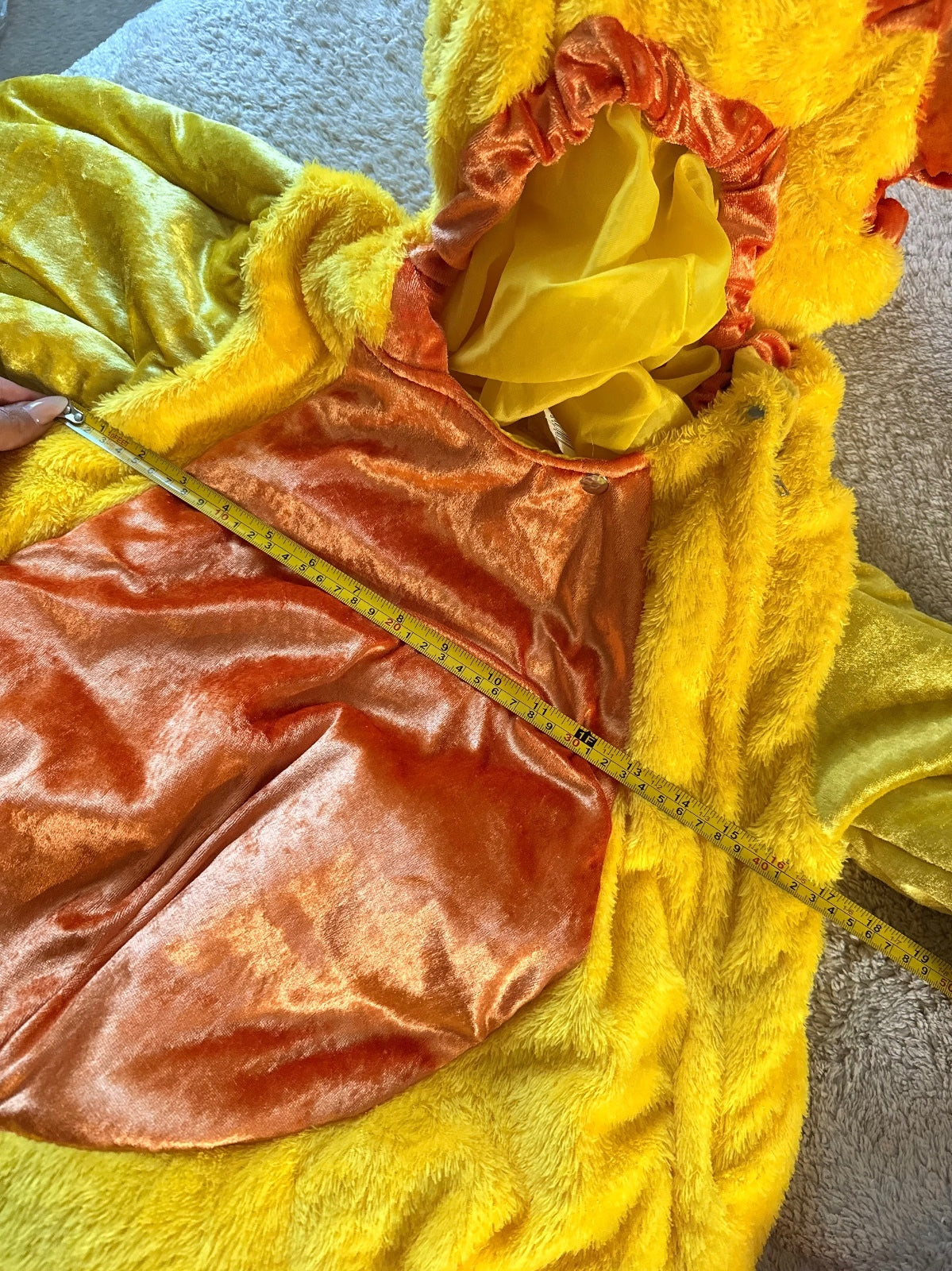 Celebrations Halloween Plush Duck Costume Kids Large Yellow Orange Full Body PRE-OWNED