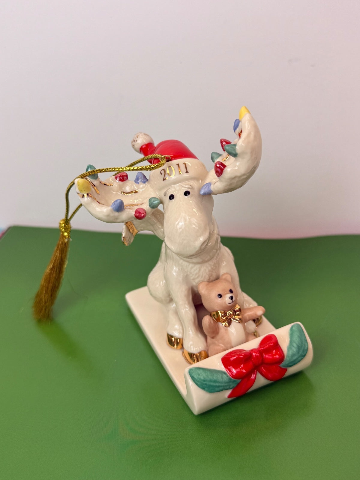 Lenox 2011 Merry Moosecapades Annual Christmas Ornament Porcelain Moose NWOB