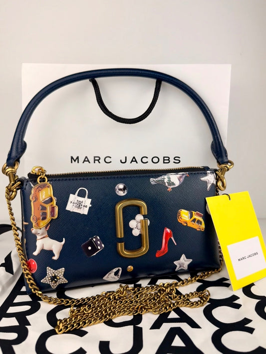 Marc Jacobs Trinket Snapshot Bag Navy Gold Chain NYC Taxi Charm