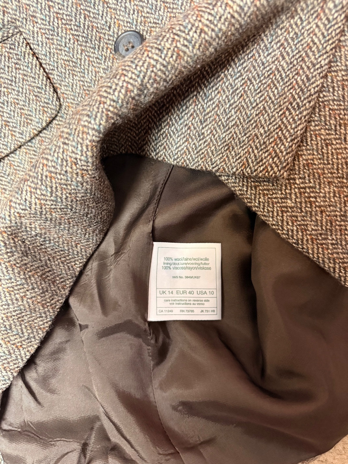 Vintage Laura Ashley 100% Wool Herringbone Double Breasted Vest (10) Made in UK PRE-OWNED (LIKE NEW)