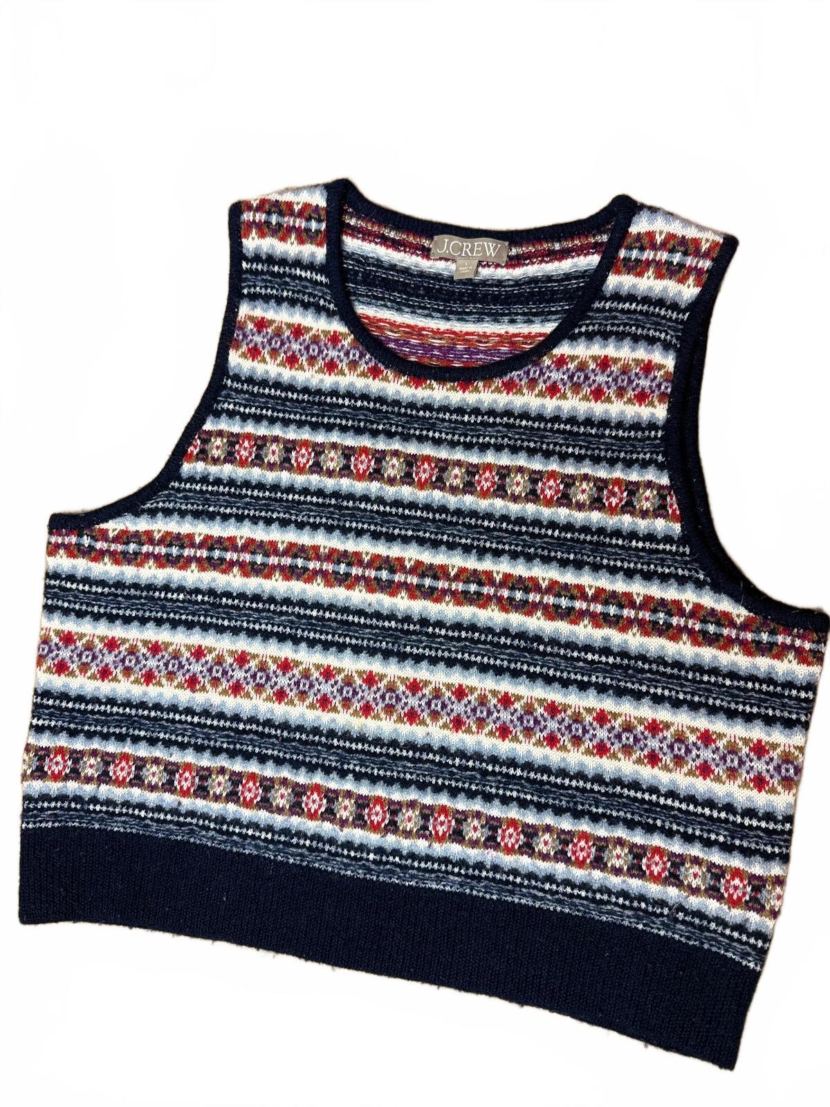 J.Crew Fair Isle Sweater Shell in Boiled WOOL BLEND, Size L, PRE-OWNED