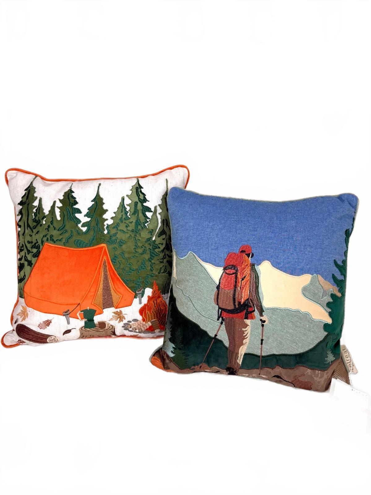 Premium Embroidered Decorative Pillows Set of 2 Rustic Mountain Cabin Lodge
