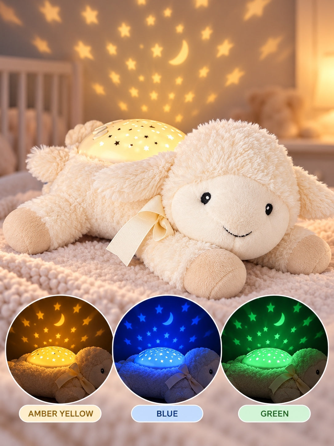 Pottery Barn Kids Cloud B Lamb Baby Nursery Star Projector Plush Night Light PRE-OWNED