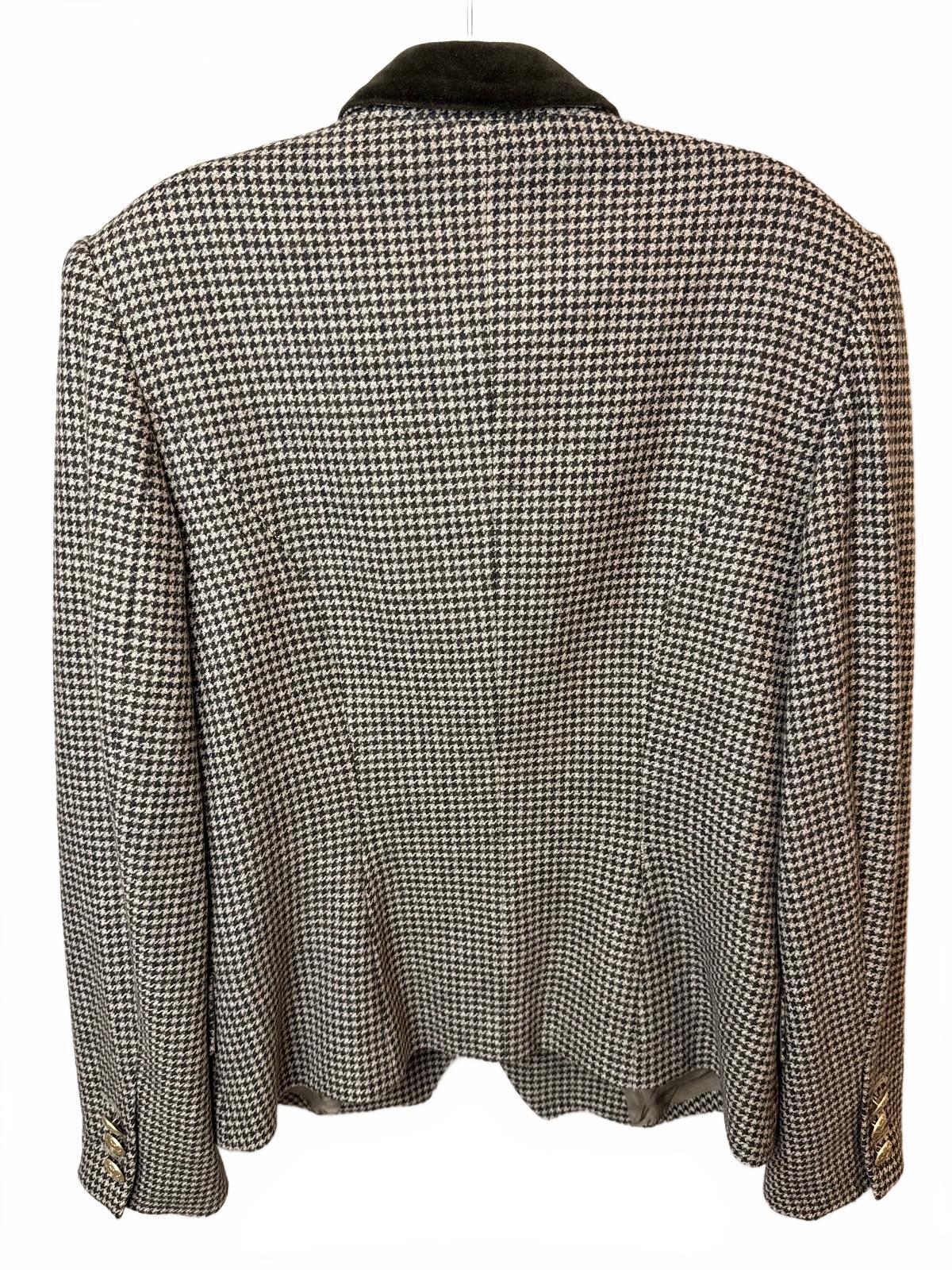 Vintage ESCADA Margaretha Ley Houndstooth Wool Cashmere Blazer Gold Buttons FLAW EU 36
