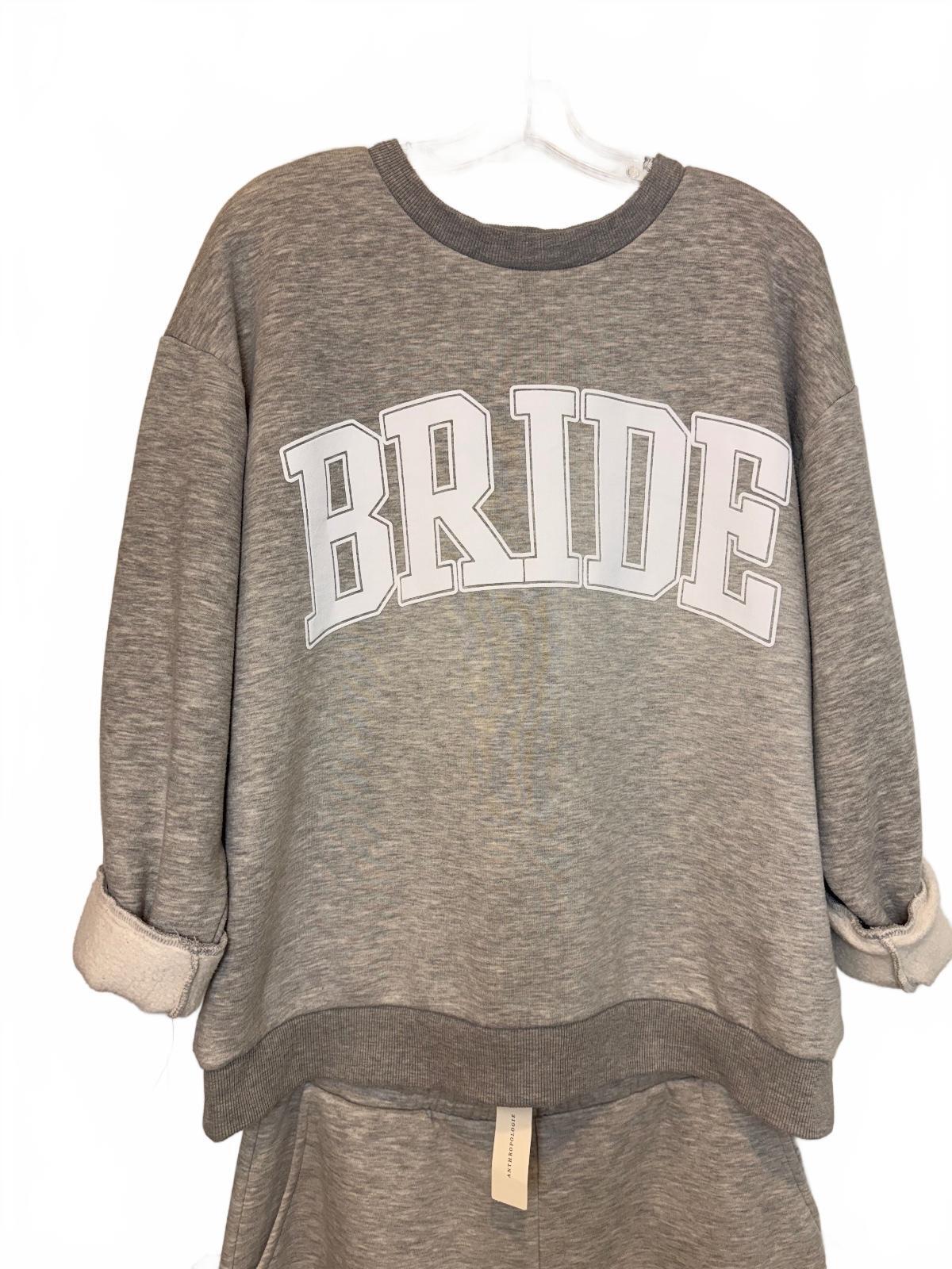 By Anthropologie Weddings BRIDE Sweatshirt (LIKE NEW) & Sweatpants (NEW) Set Bridal Lounge M