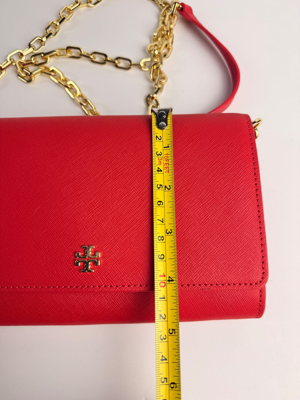 Tory Burch Emerson Chain Wallet Crossbody Poppy Orange / Gold | Discontinued