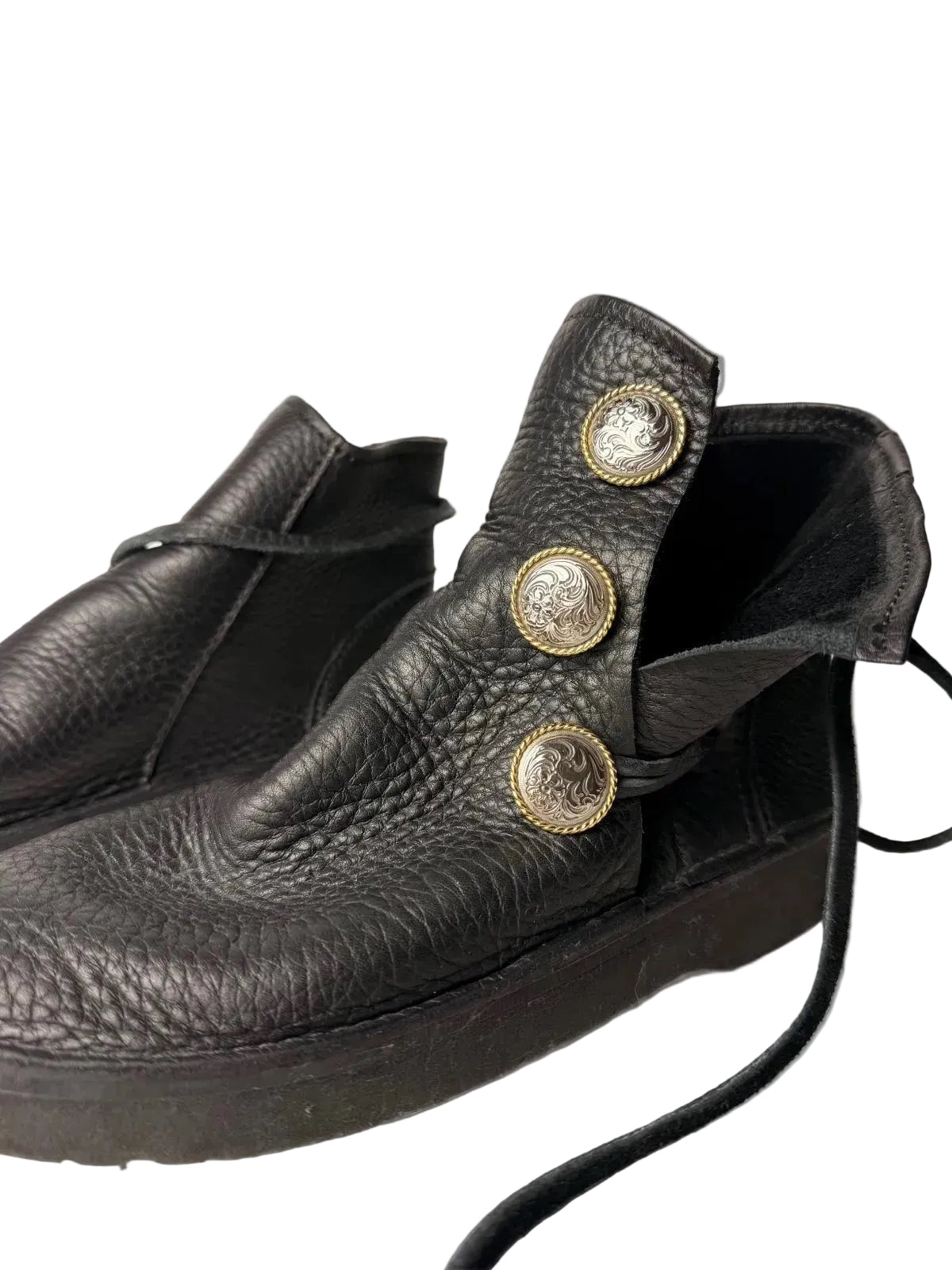 Earthwalkers Handmade Leather Moccasin Ankle Boots Black Womens 8 USA Rare