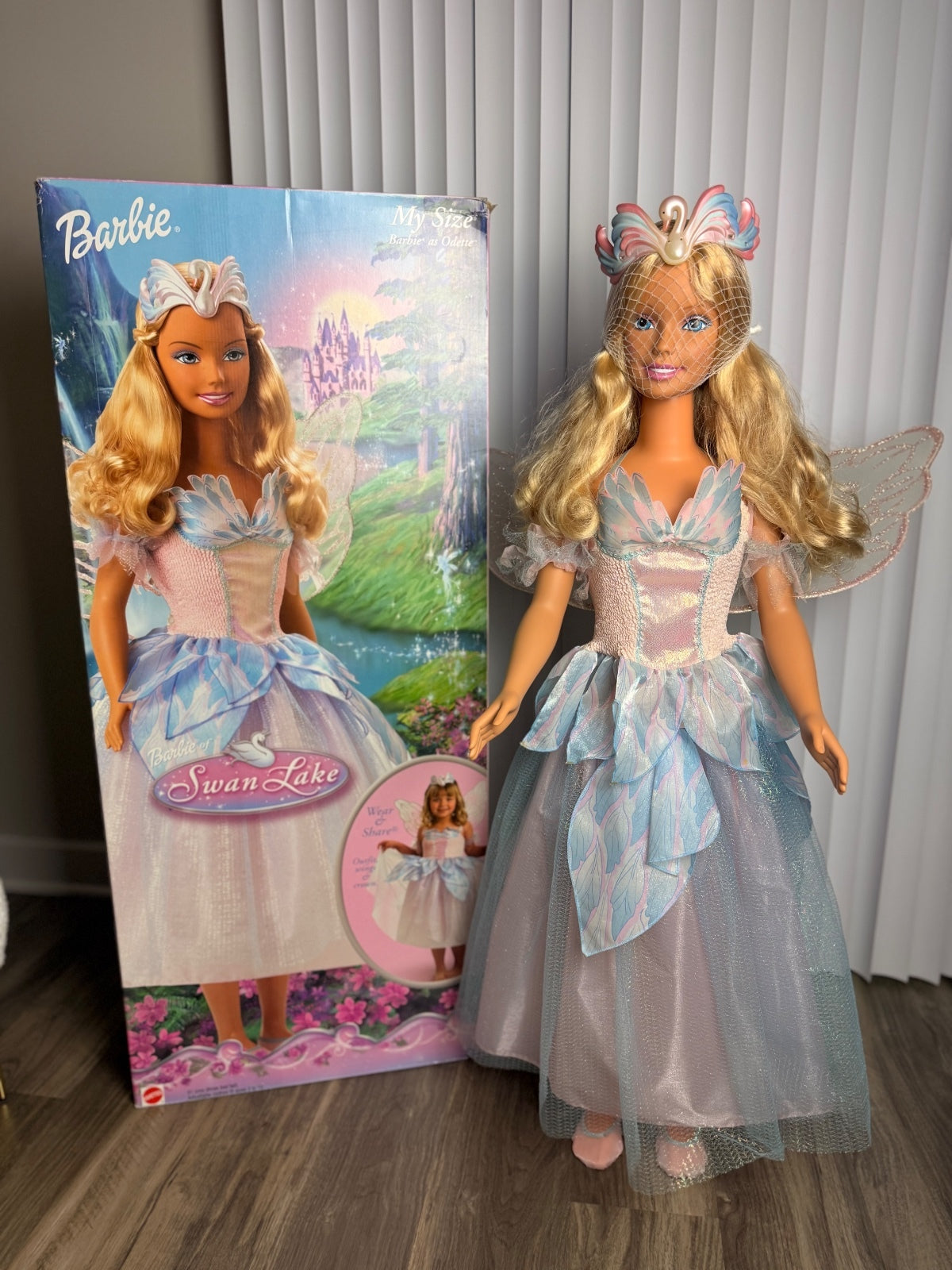 Rare Barbie Mattel My Size Swan Lake Odette 36” Giant Doll w/ Original Box PRE-OWNED