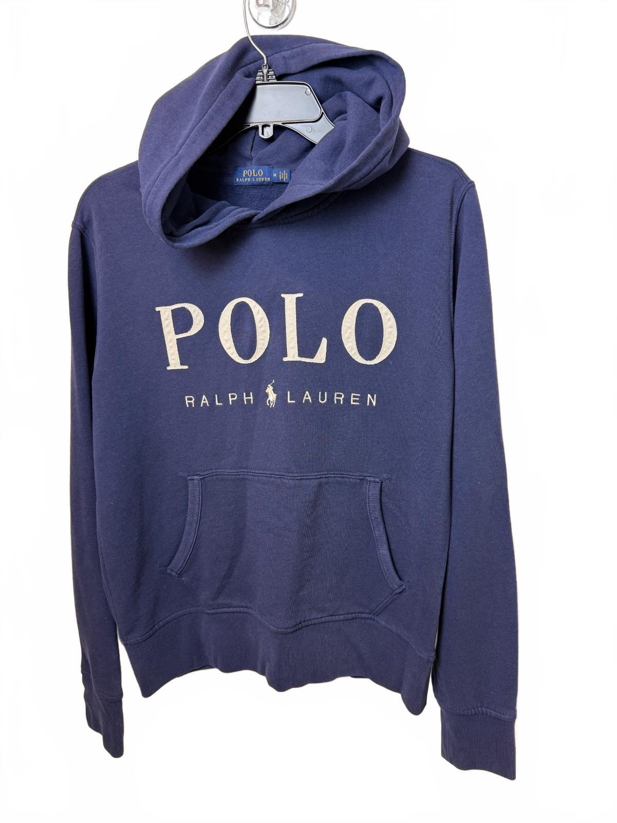Polo Ralph Lauren Women's M Blue Big Logo Pullover Hoodie Sweatshirt PRE-OWNED