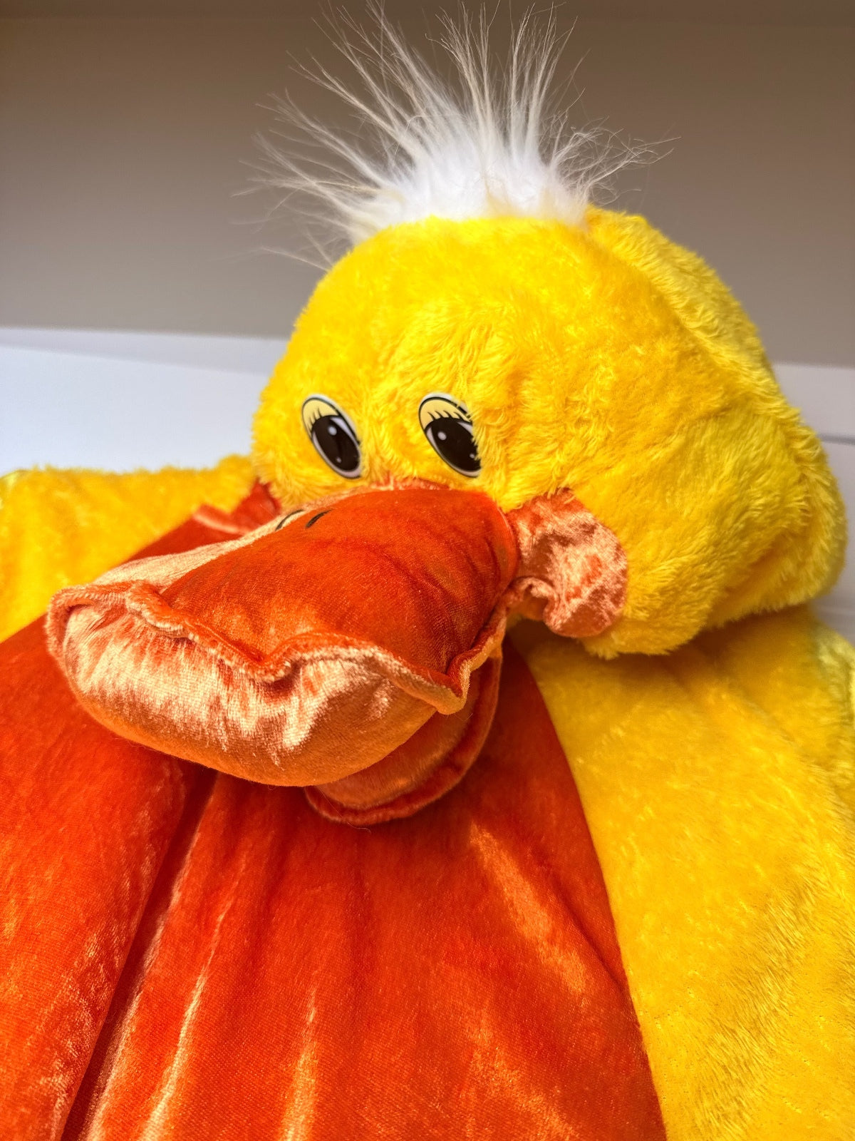 Celebrations Halloween Plush Duck Costume Kids Large Yellow Orange Full Body PRE-OWNED