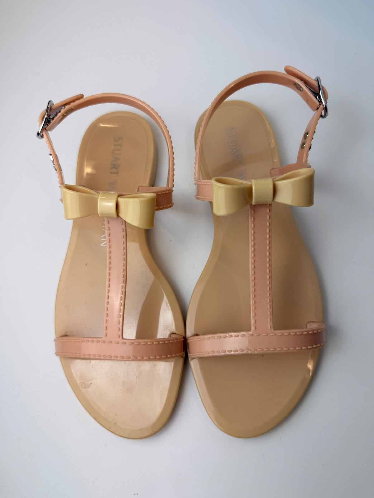 Stuart Weitzman Mellie Bow Jelly Sandals Nude Pink Size 6 Store Display