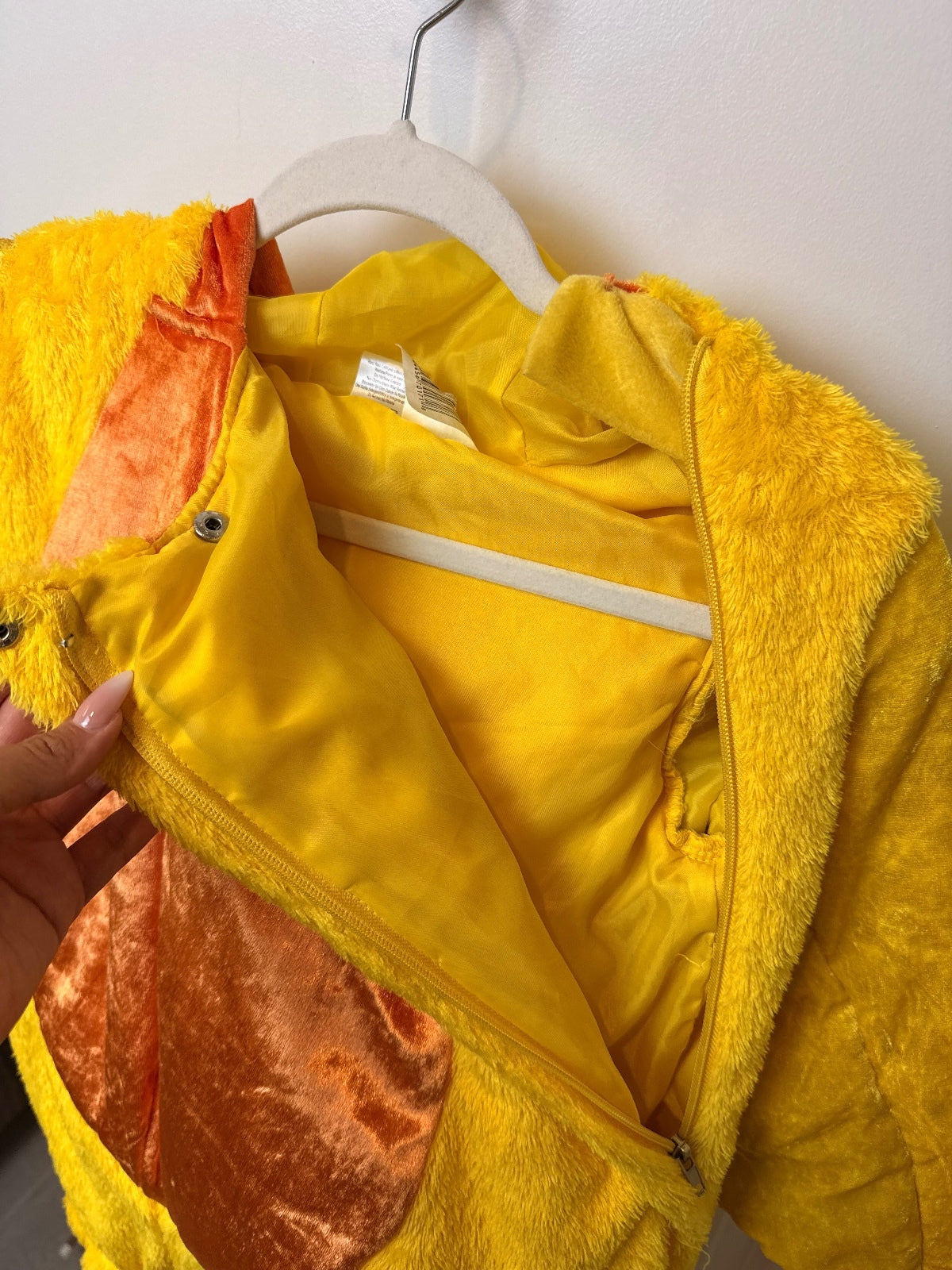Celebrations Halloween Plush Duck Costume Kids Large Yellow Orange Full Body PRE-OWNED