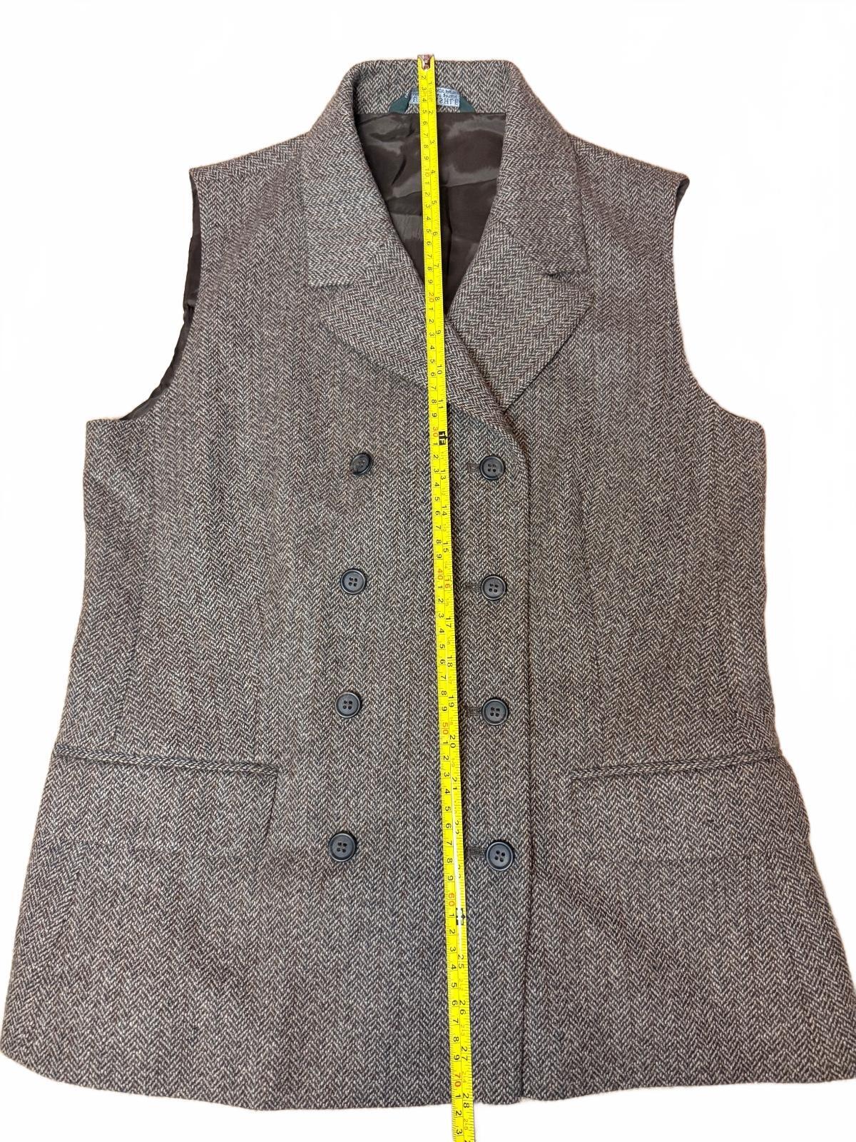 Vintage Laura Ashley 100% Wool Herringbone Double Breasted Vest (10) Made in UK PRE-OWNED (LIKE NEW)