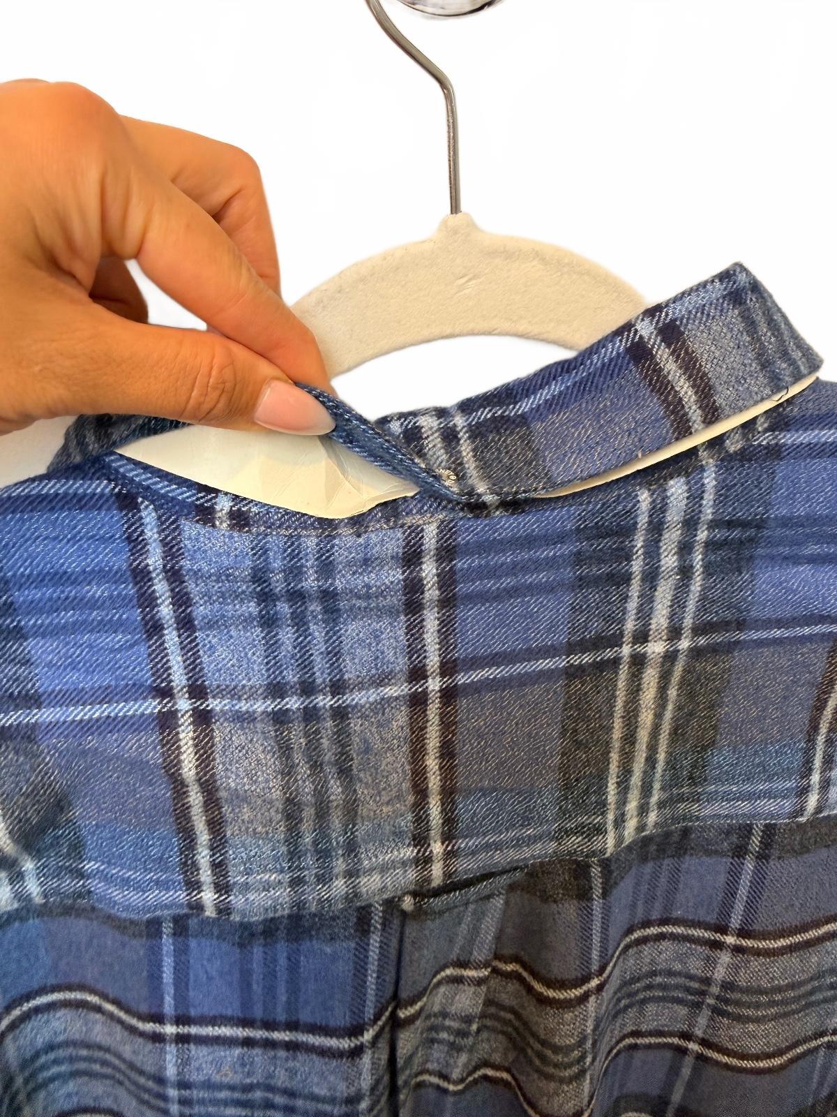 Vintage Disney Donald Duck Blue Plaid Flannel Button Down Shirt XL 100% Cotton NWOT