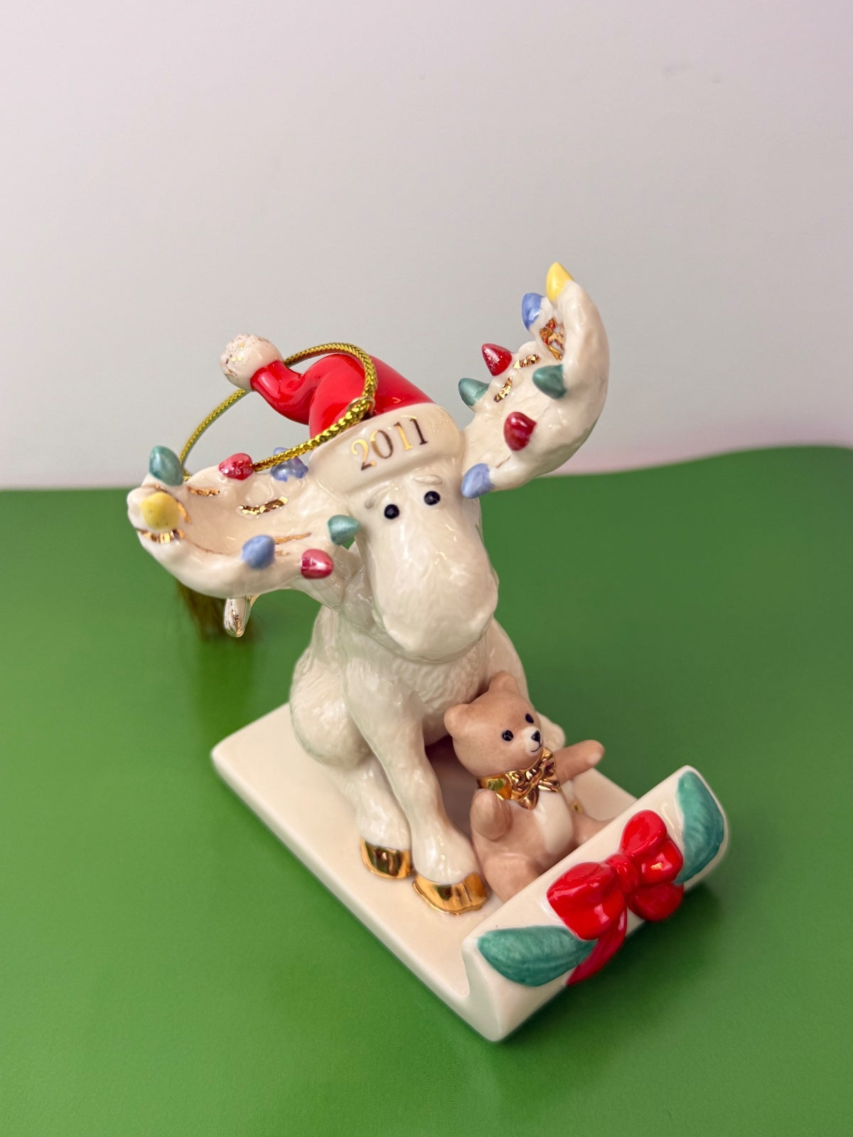 Lenox 2011 Merry Moosecapades Annual Christmas Ornament Porcelain Moose NWOB