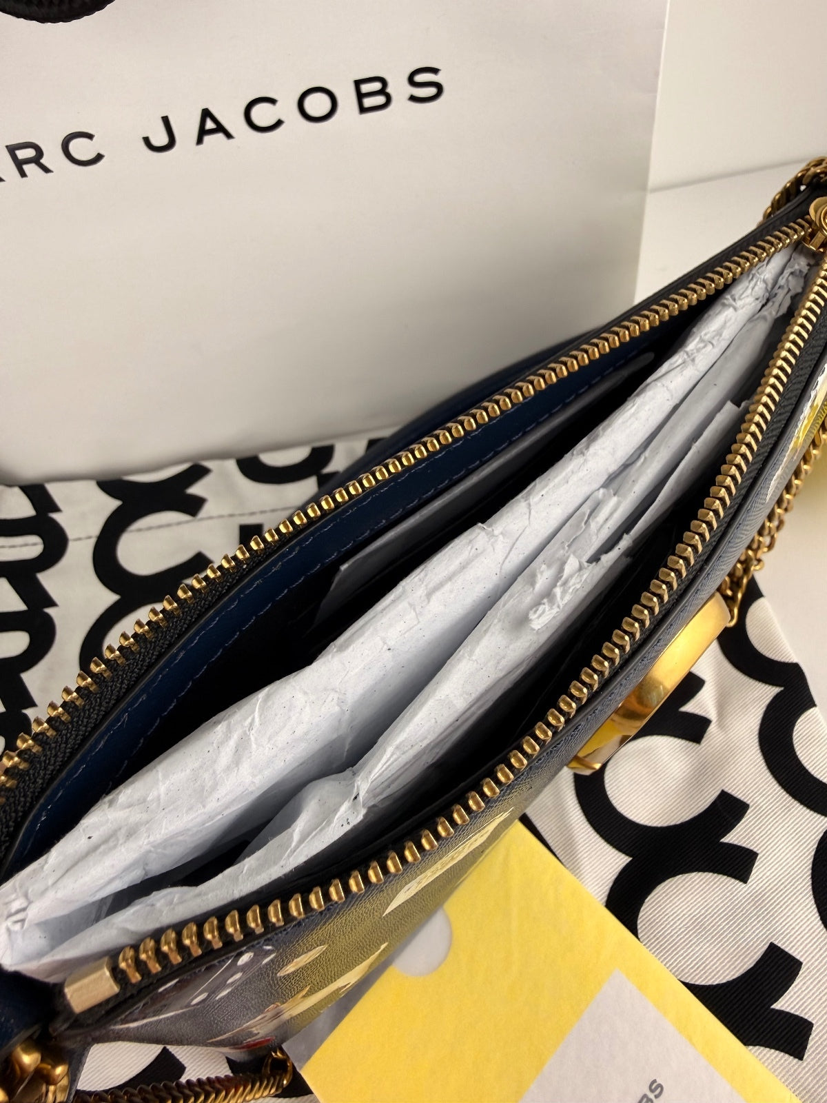 Marc Jacobs Trinket Snapshot Bag Navy Gold Chain NYC Taxi Charm