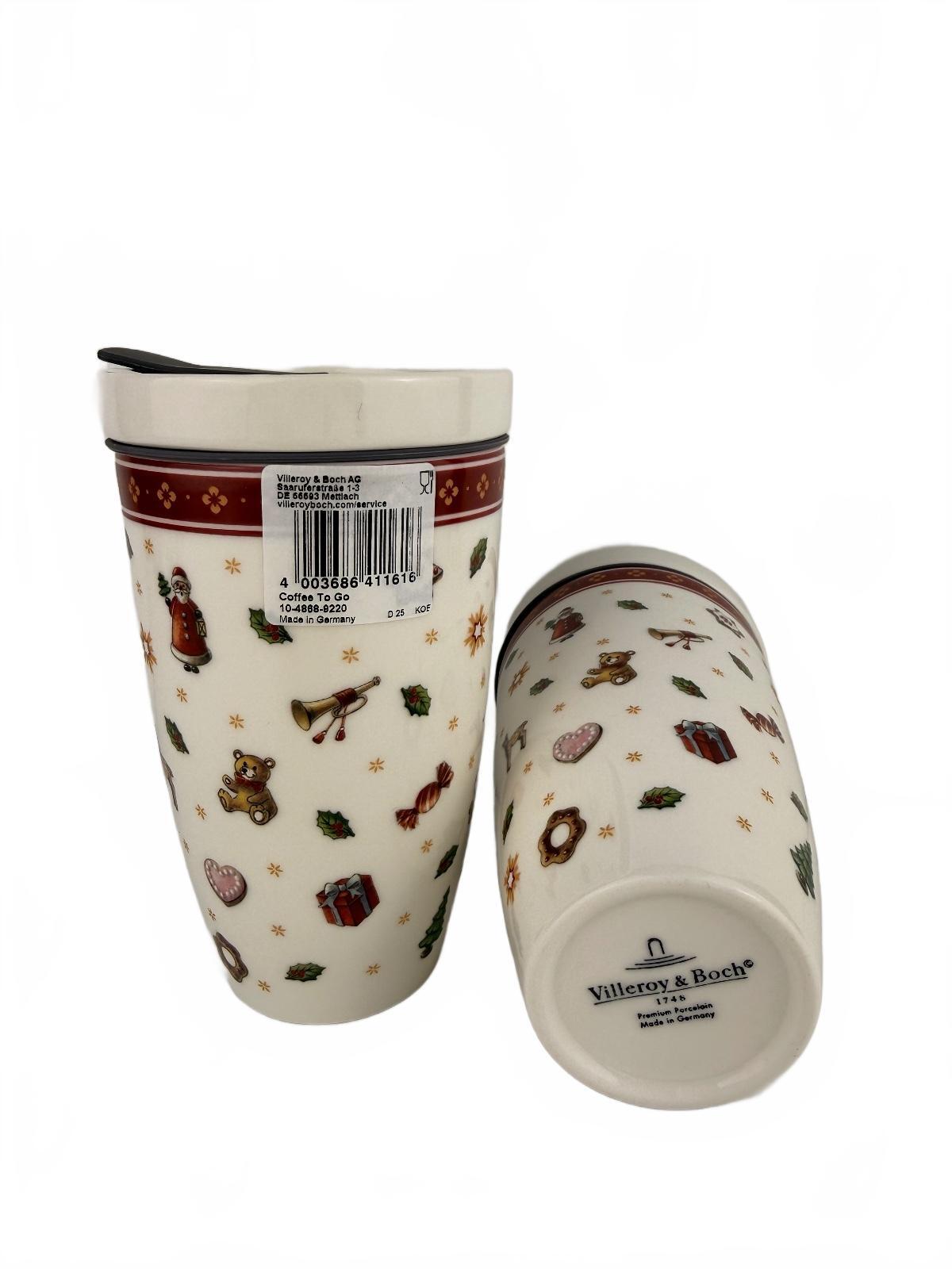 Villeroy & Boch Christmas Coffee To Go Mugs Set of 2 New Holiday Porcelain NEW