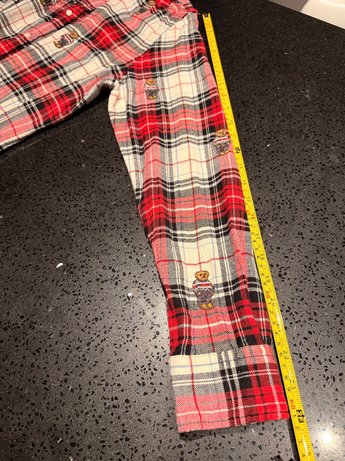 Polo Ralph Lauren All-Over Polo Bear Plaid Flannel Shirt, Size L | PRE-OWNED