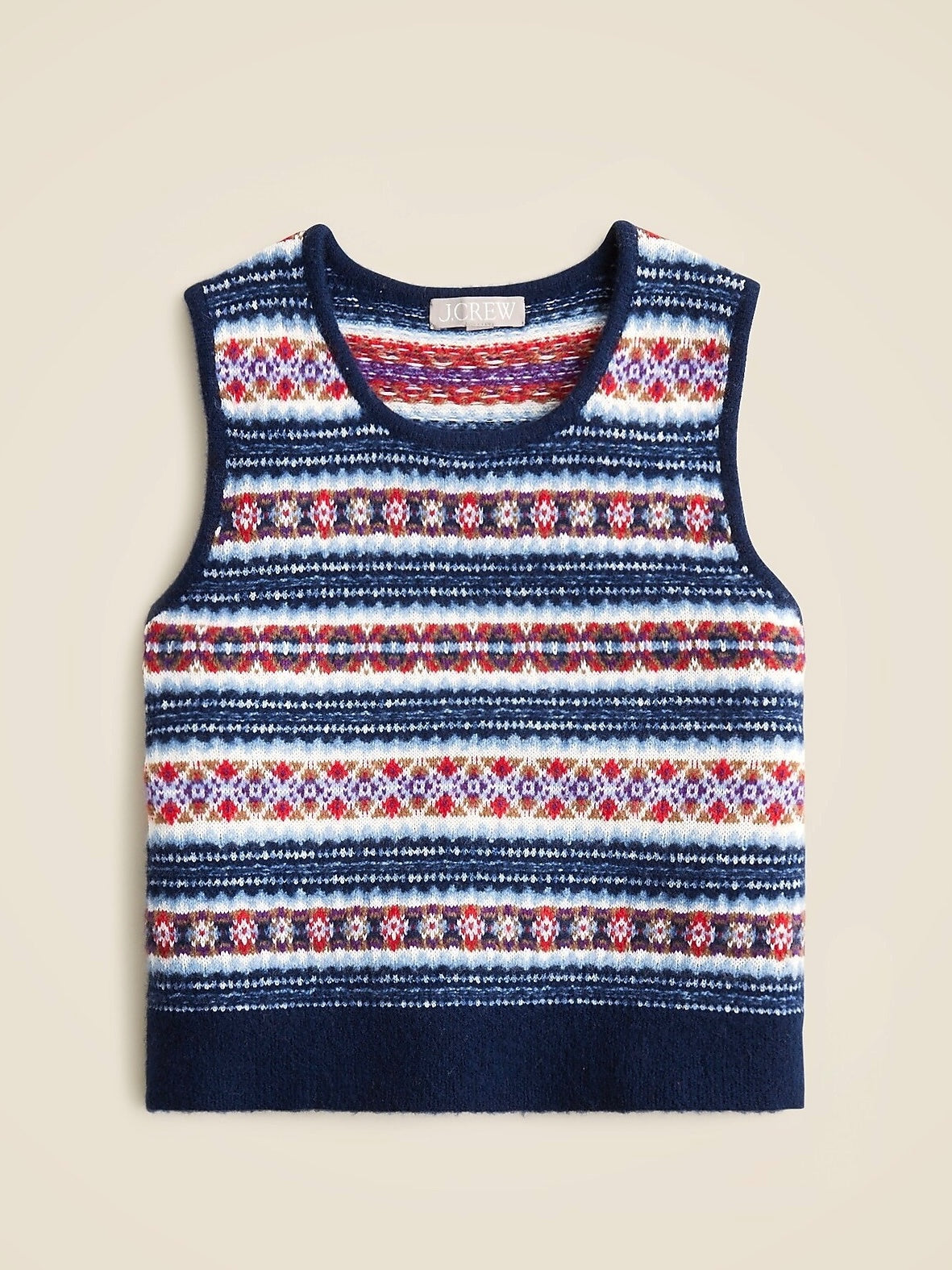J.Crew Fair Isle Sweater Shell in Boiled WOOL BLEND, Size L, PRE-OWNED