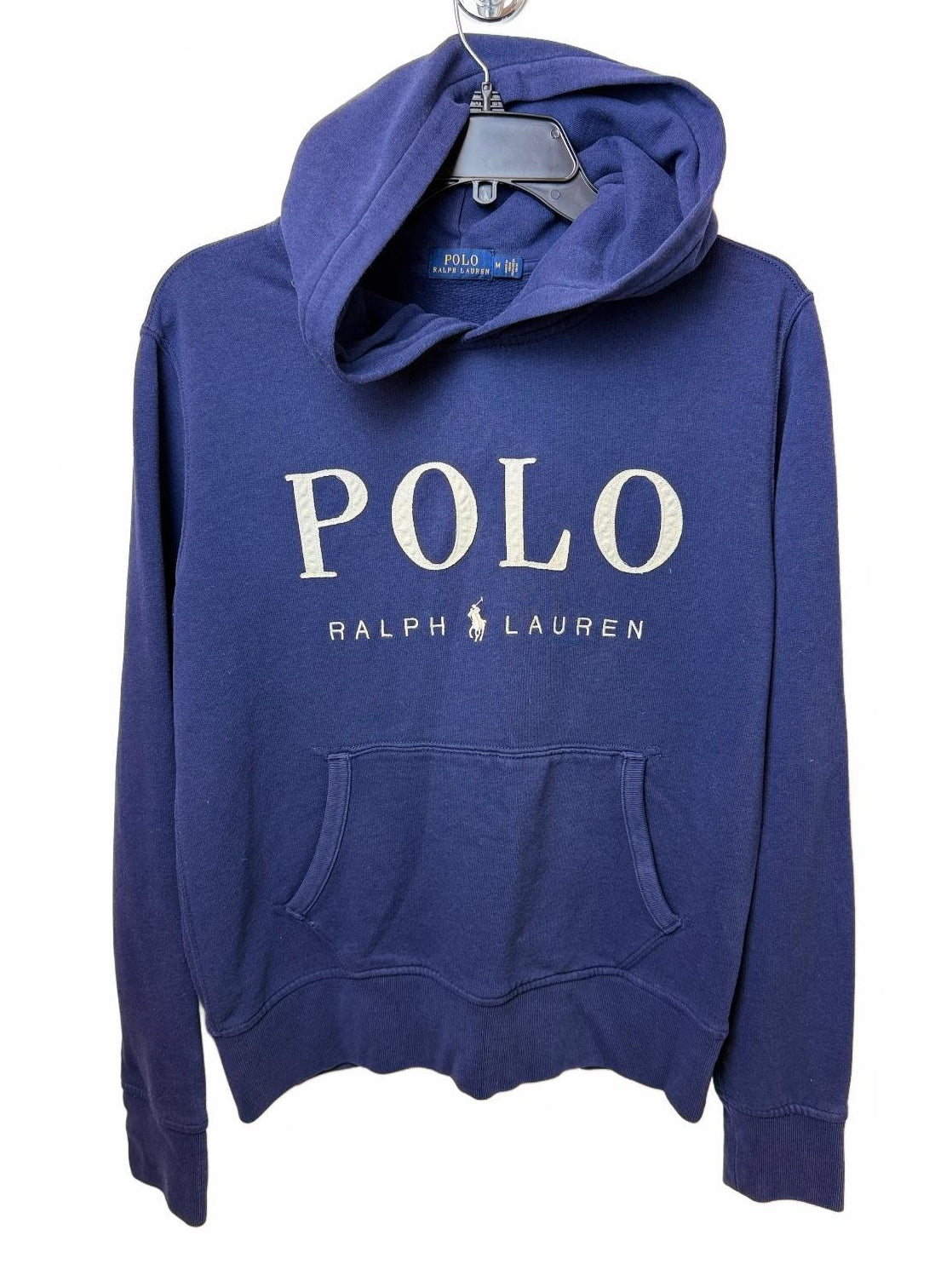 Polo Ralph Lauren Women's M Blue Big Logo Pullover Hoodie Sweatshirt PRE-OWNED