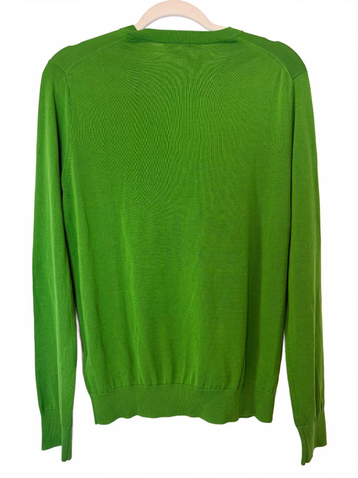 Burberry London Unisex Green V Neck Cotton Knit Sweater Pullover SZ M Old Money PRE-LOVED
