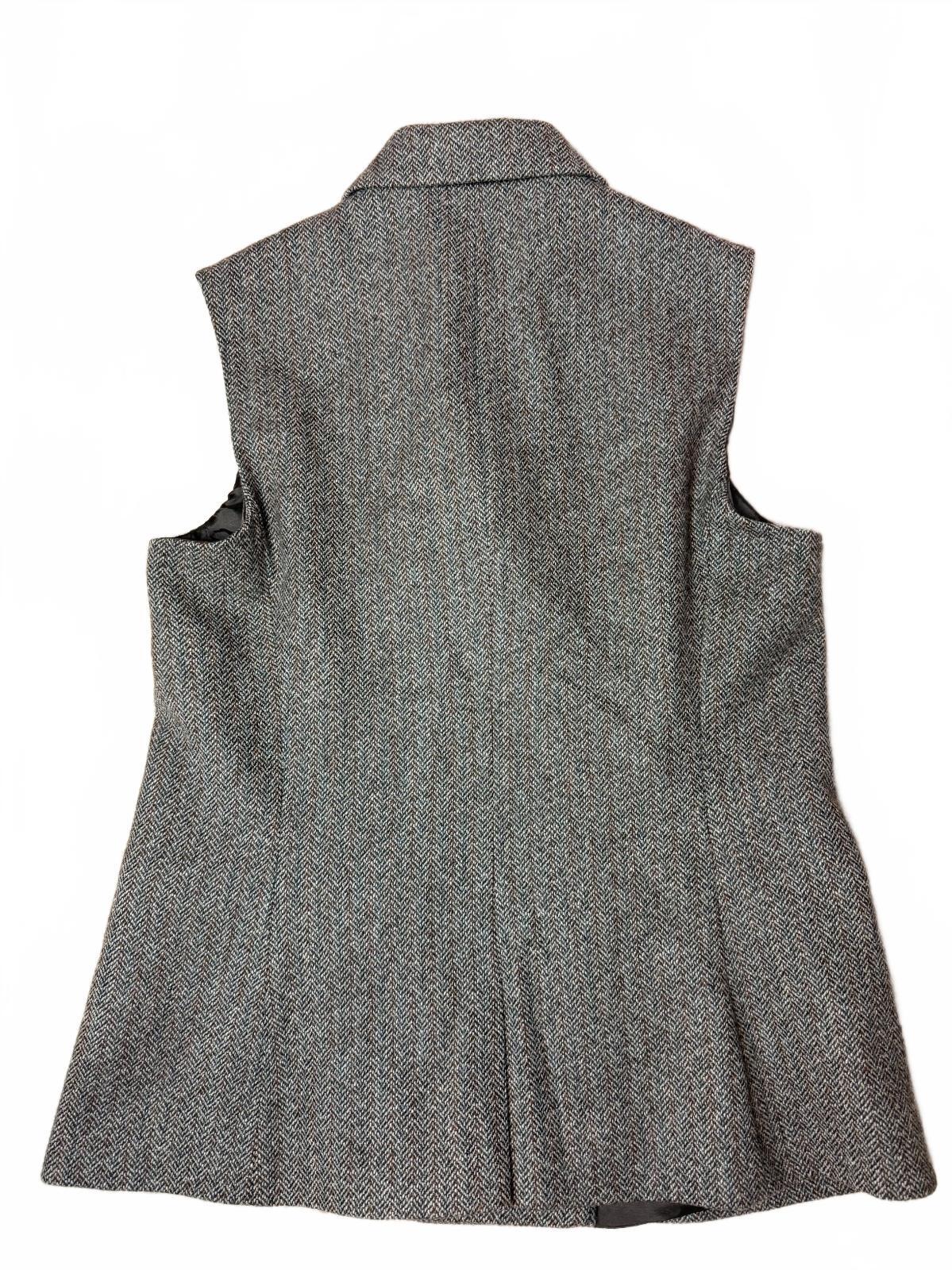Vintage Laura Ashley 100% Wool Herringbone Double Breasted Vest (10) Made in UK PRE-OWNED (LIKE NEW)