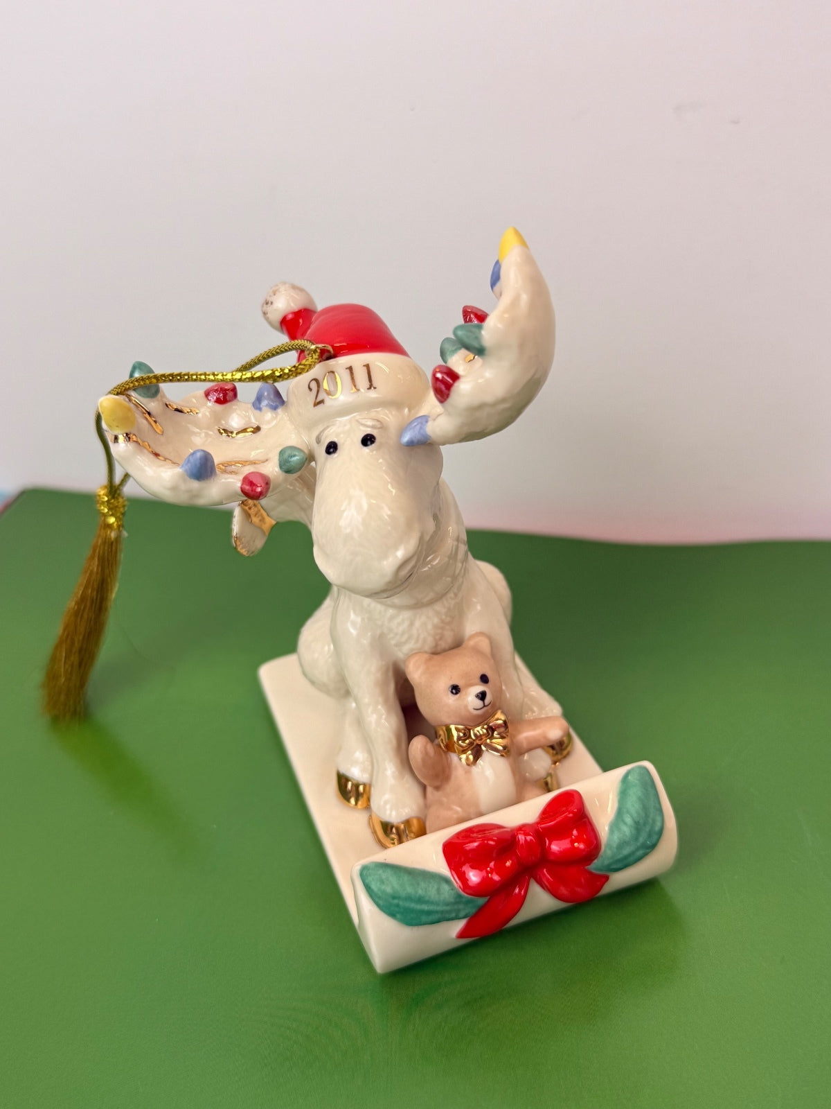 Lenox 2011 Merry Moosecapades Annual Christmas Ornament Porcelain Moose NWOB