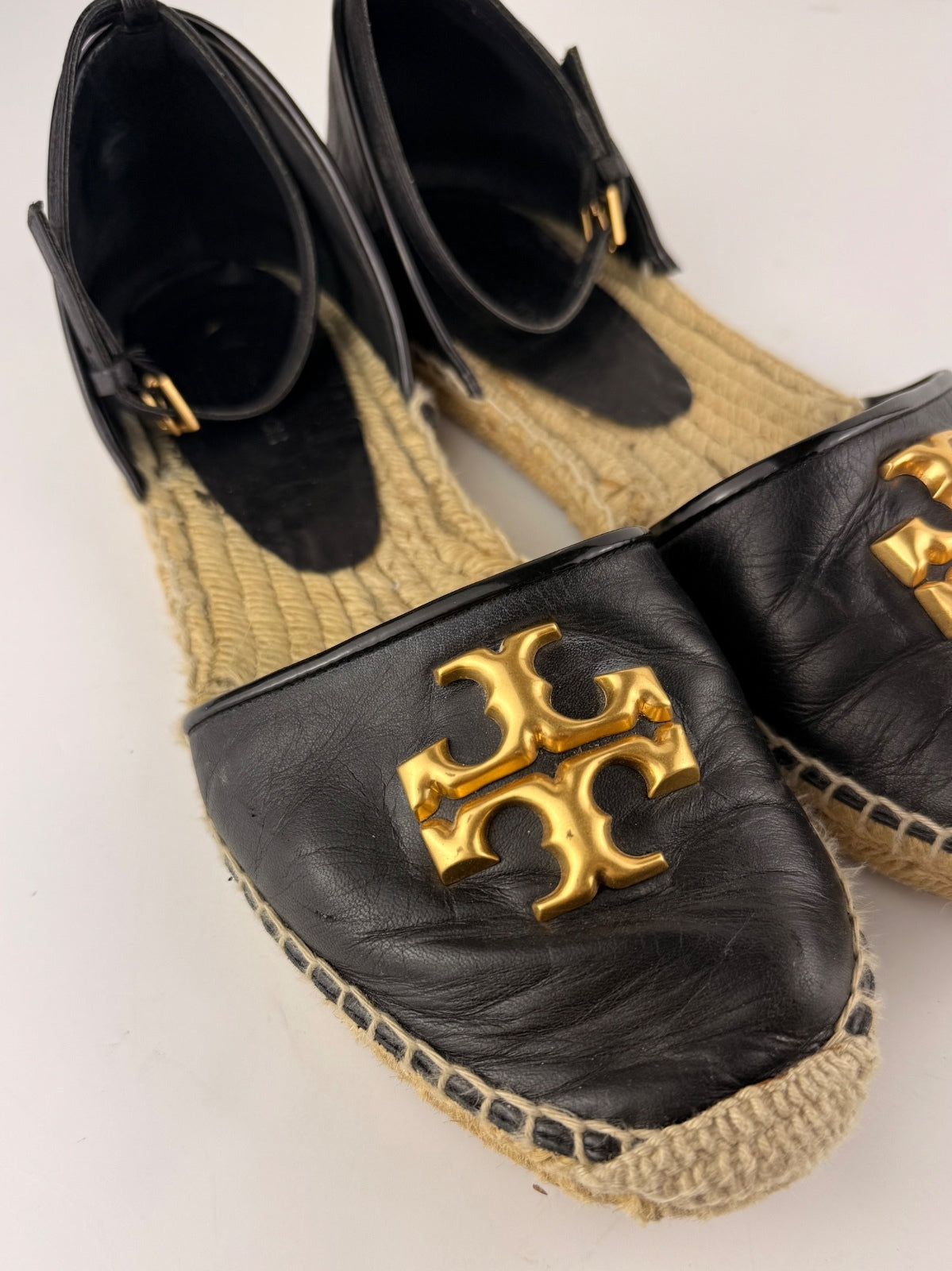 Tory Burch Eleanor D'Orsay Espadrille, Perfect Black, Size 8