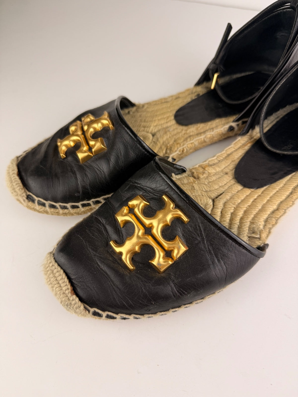 Tory Burch Eleanor D'Orsay Espadrille, Perfect Black, Size 8