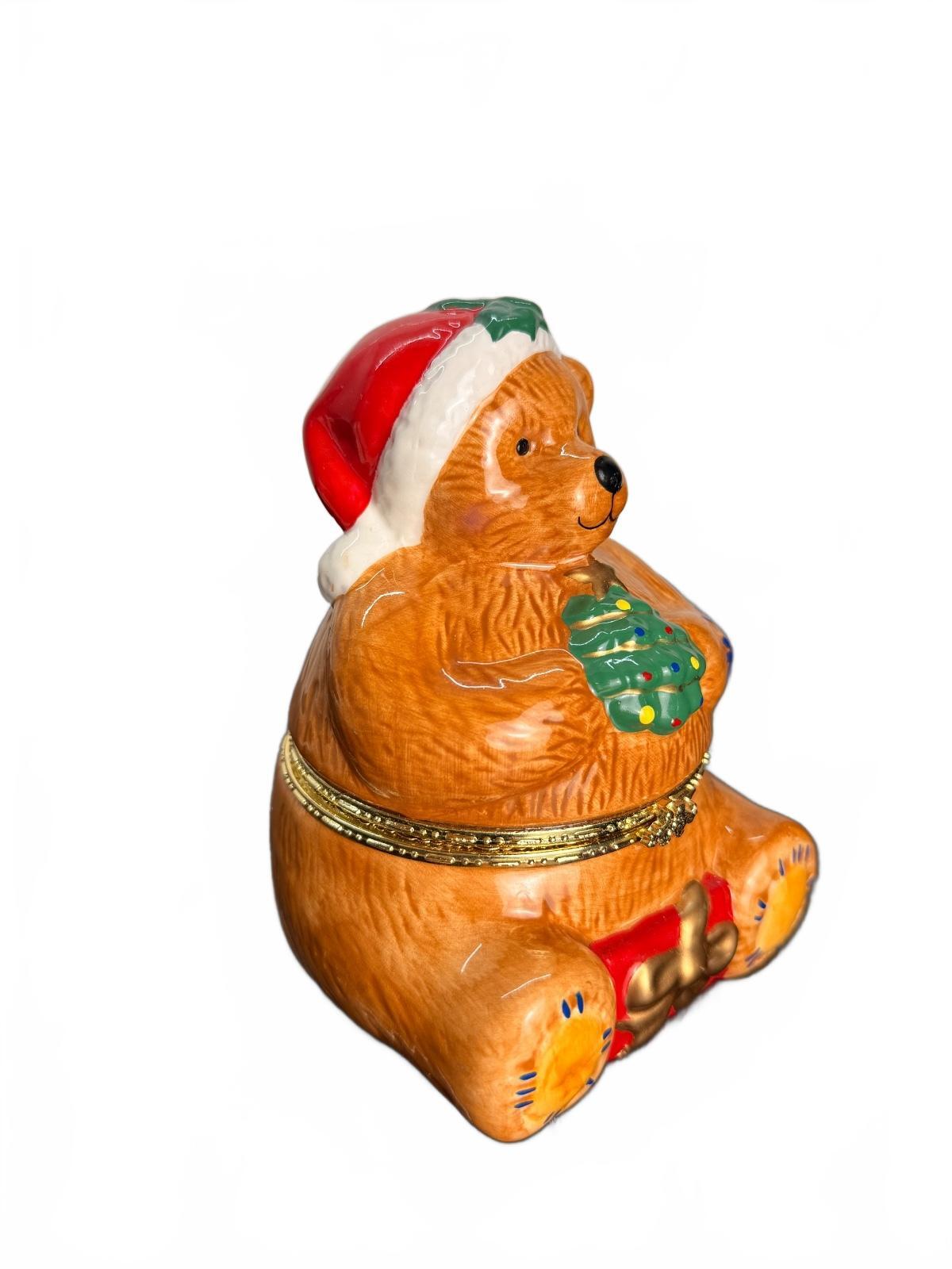 Mr. Christmas Vintage Porcelain Teddy Bear Hinged Music Box