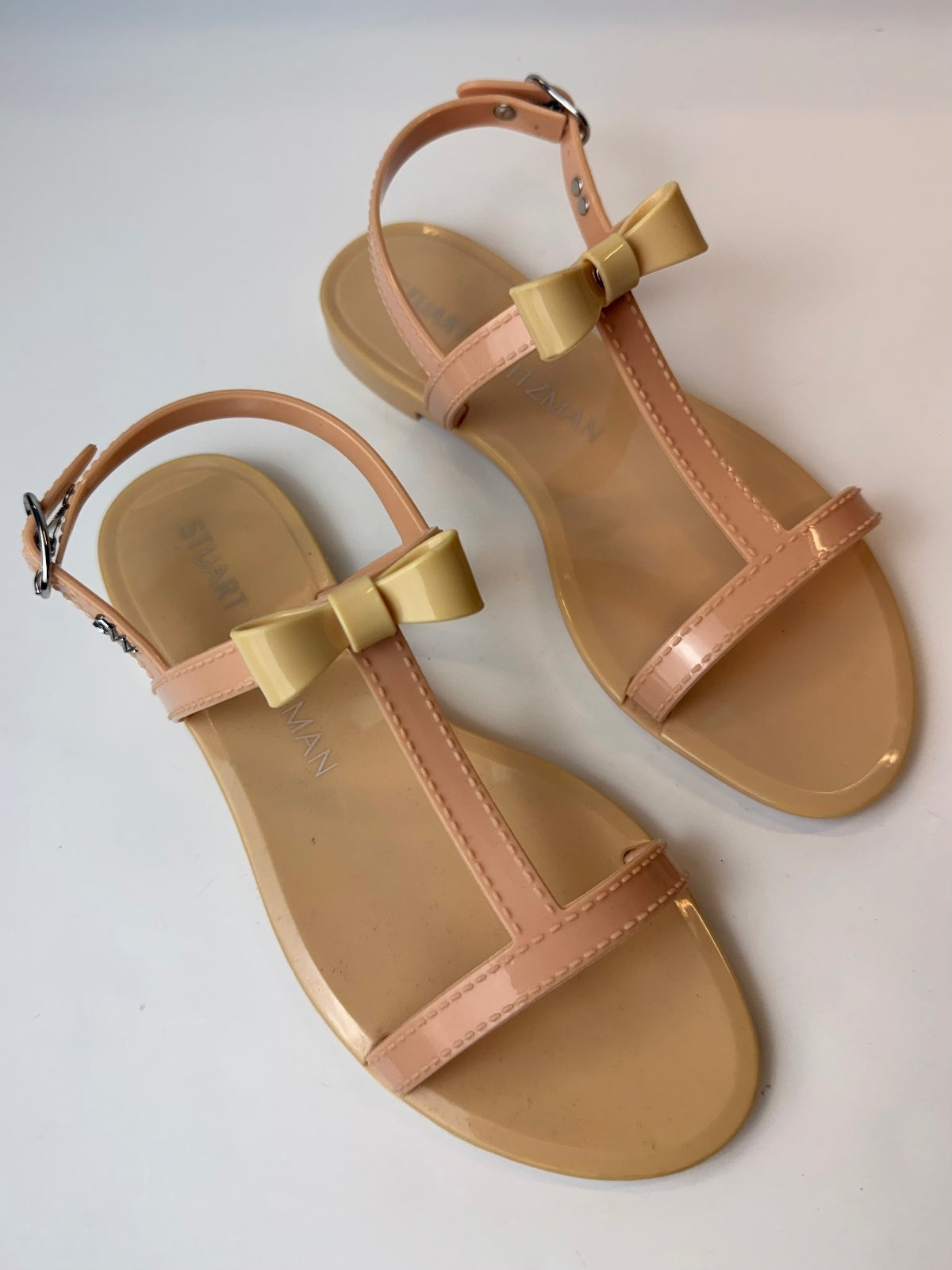 Stuart Weitzman Mellie Bow Jelly Sandals Nude Pink Size 6 Store Display