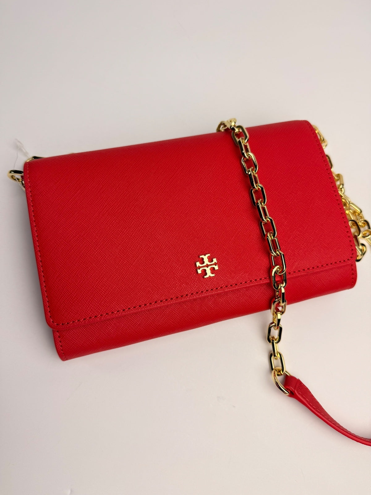 Tory Burch Emerson Chain Wallet Crossbody Poppy Orange / Gold | Discontinued