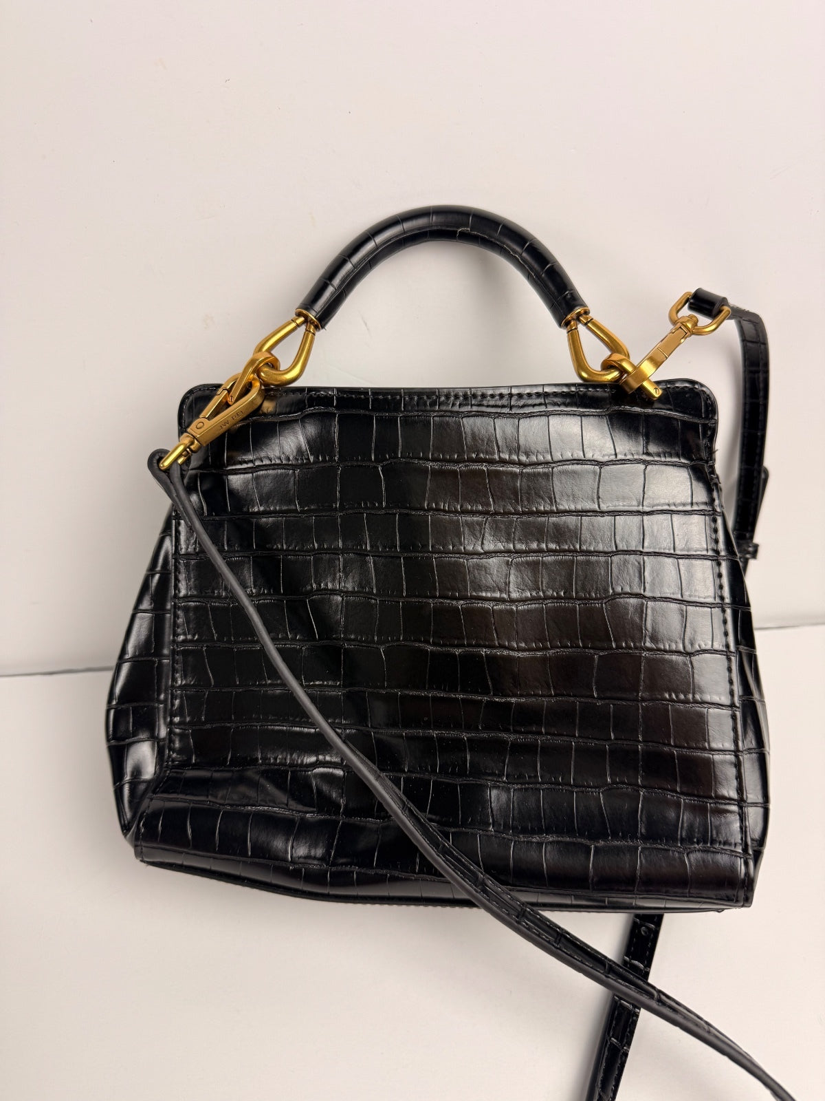 JW PEI Lucia Classic Top Handbag in Black Croc