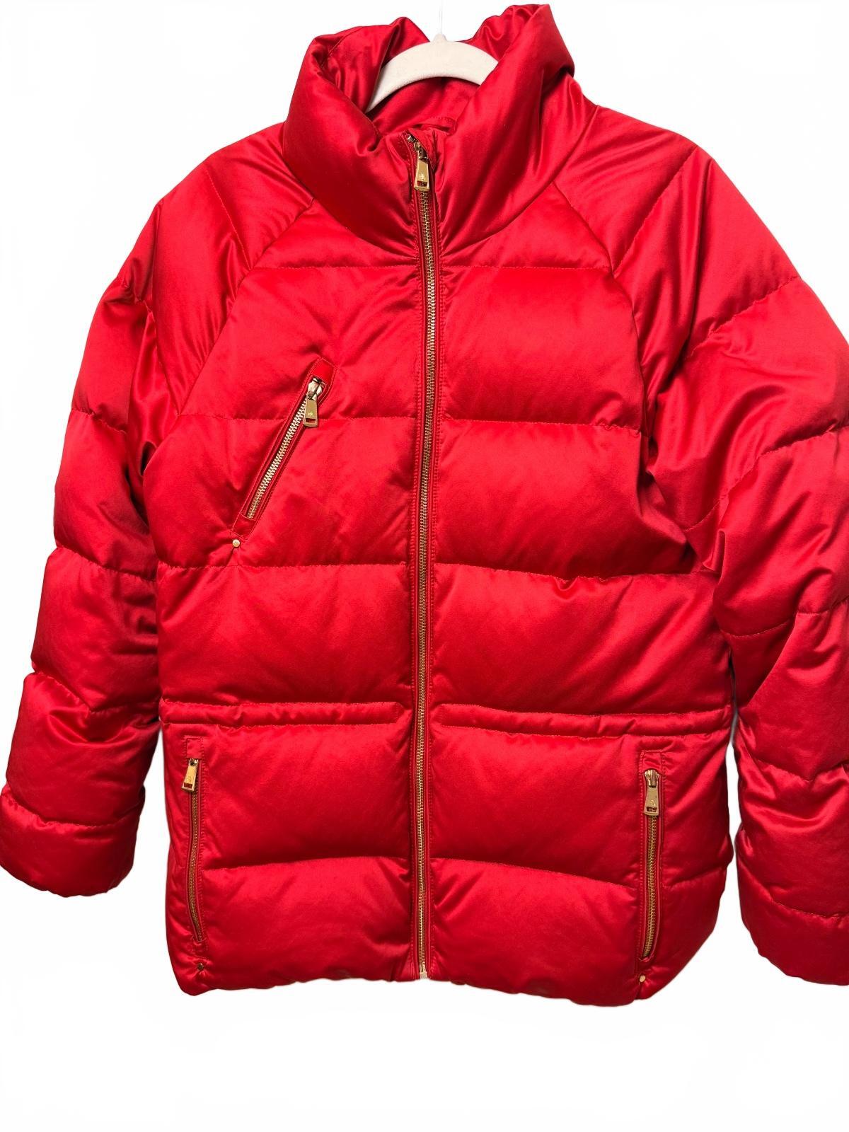 Lauren Ralph Lauren Women's Lipstick Red Satin Down Puffer Jacket, Size M