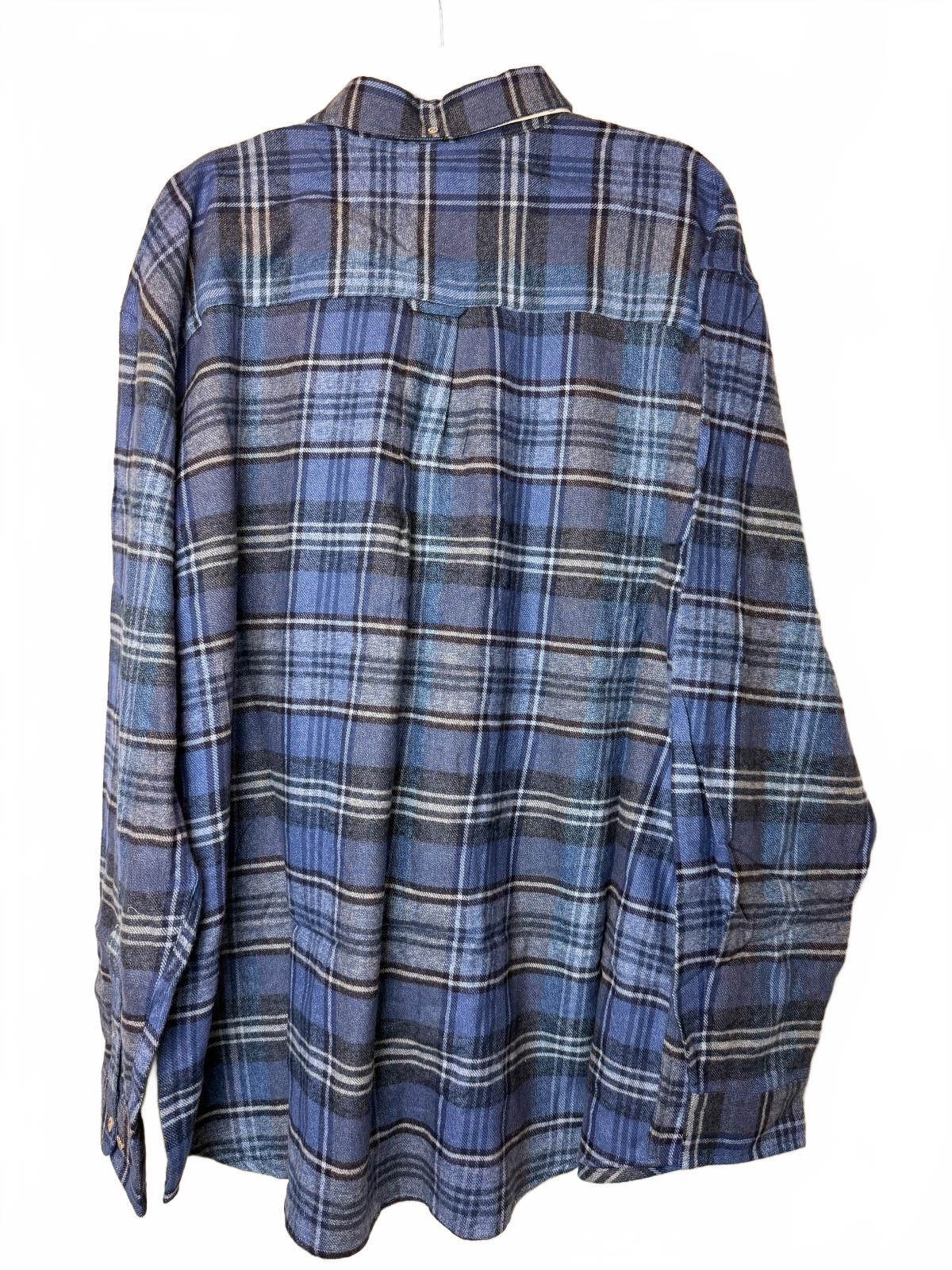 Vintage Disney Donald Duck Blue Plaid Flannel Button Down Shirt XL 100% Cotton NWOT