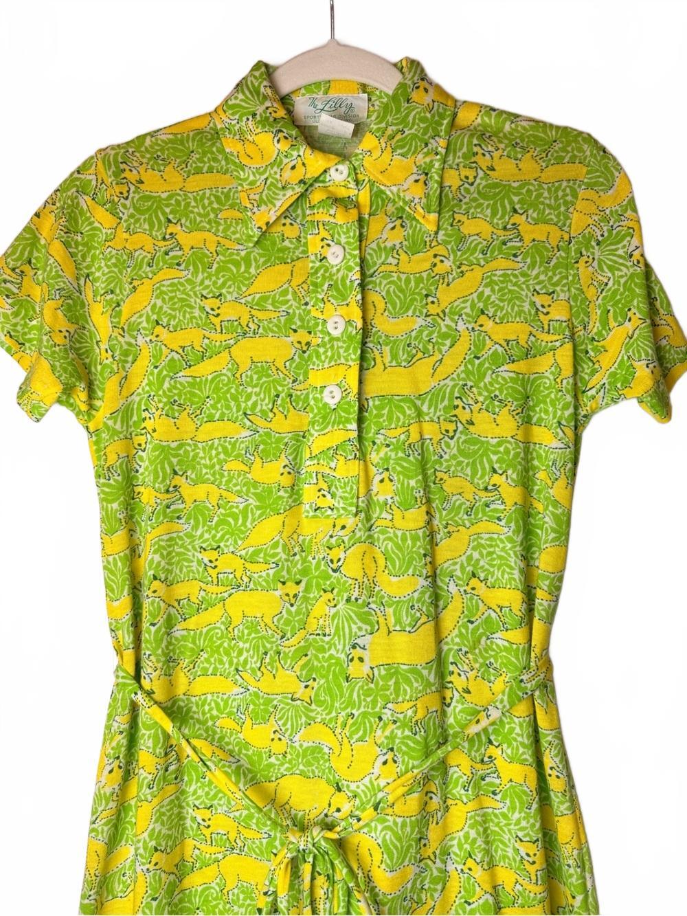RARE 1960s Lilly Pulitzer The Lilly Fox Print Maxi Dress Vintage Mod Pop Art M