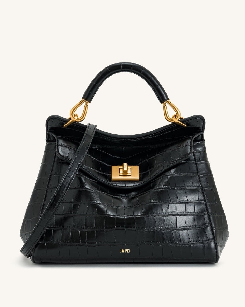 JW PEI Lucia Classic Top Handbag in Black Croc