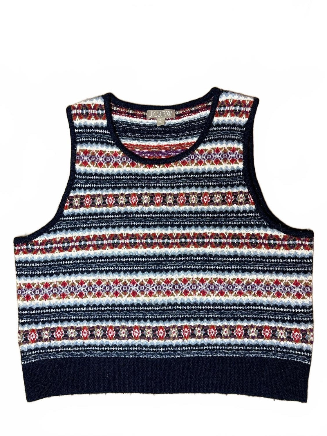 J.Crew Fair Isle Sweater Shell in Boiled WOOL BLEND, Size L, PRE-OWNED